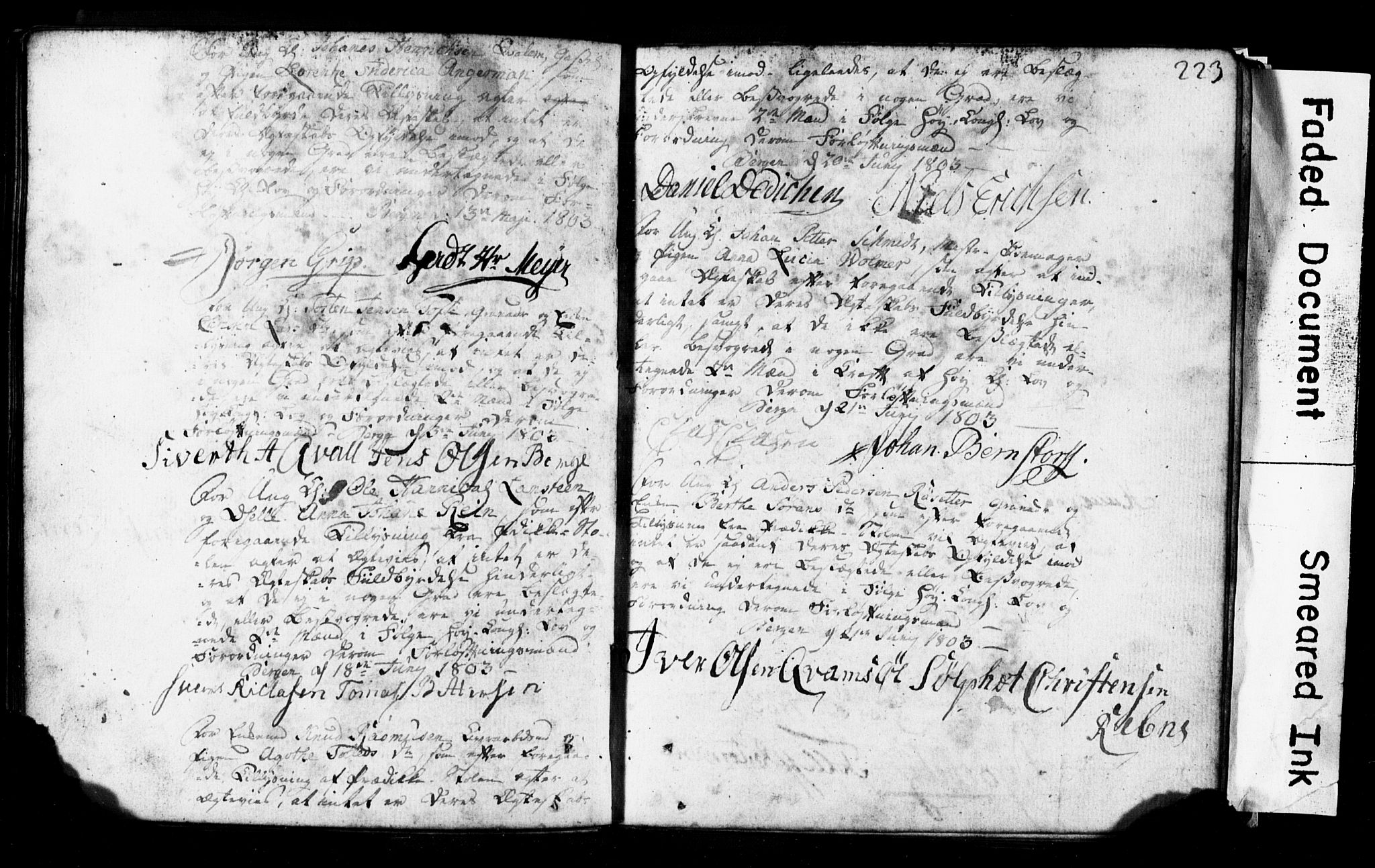 Korskirken sokneprestembete, SAB/A-76101: Forlovererklæringer nr. II.5.1, 1776-1816, s. 223