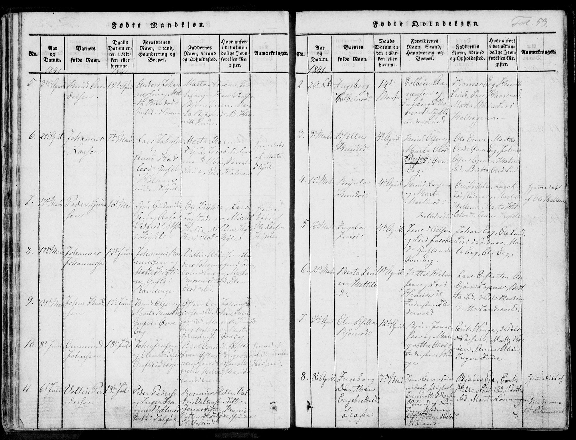 Nedstrand sokneprestkontor, AV/SAST-A-101841/01/IV: Ministerialbok nr. A 7, 1816-1870, s. 53