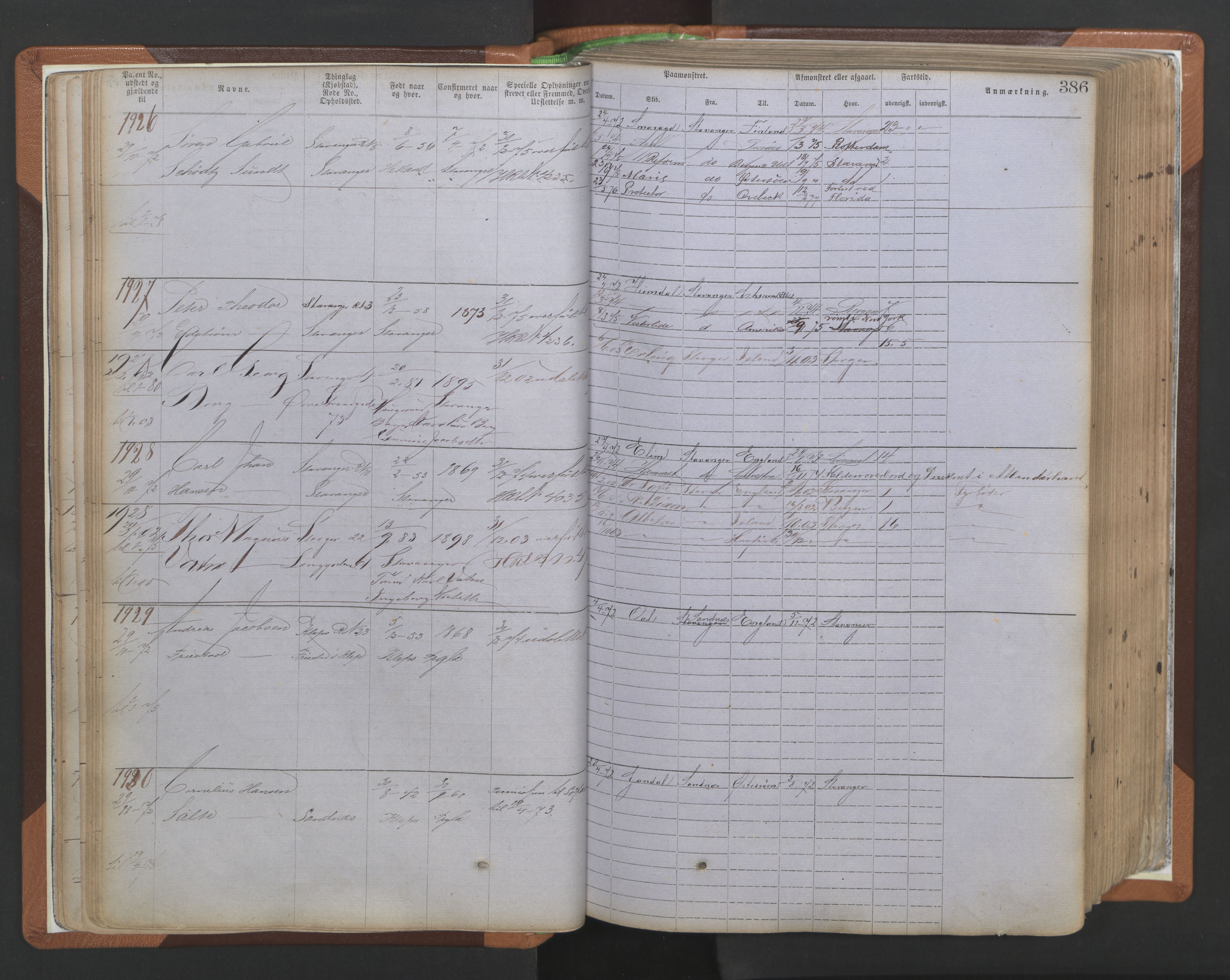 Stavanger sjømannskontor, AV/SAST-A-102006/F/Ff/L0009: Annotasjonsrulle, patentnr. 1805-3605 (dublett), 1872-1900, s. 29