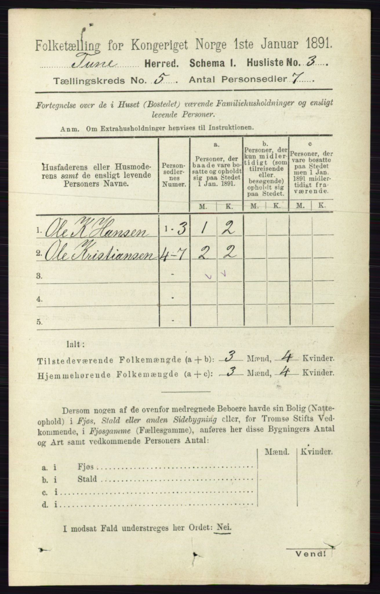 RA, Folketelling 1891 for 0130 Tune herred, 1891, s. 3160