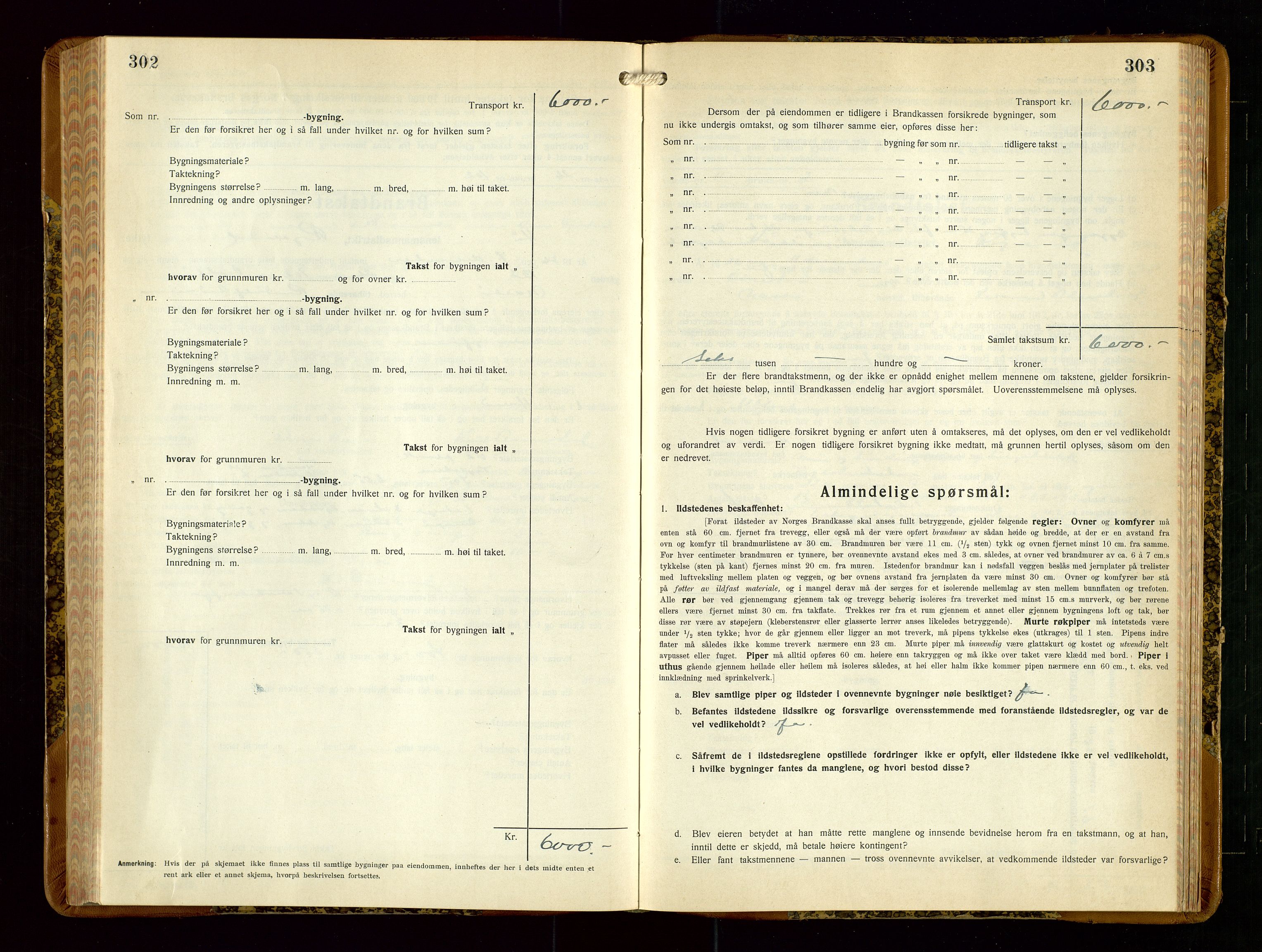 Hå lensmannskontor, AV/SAST-A-100456/Goa/L0006: Takstprotokoll (skjema), 1932-1938, s. 302-303