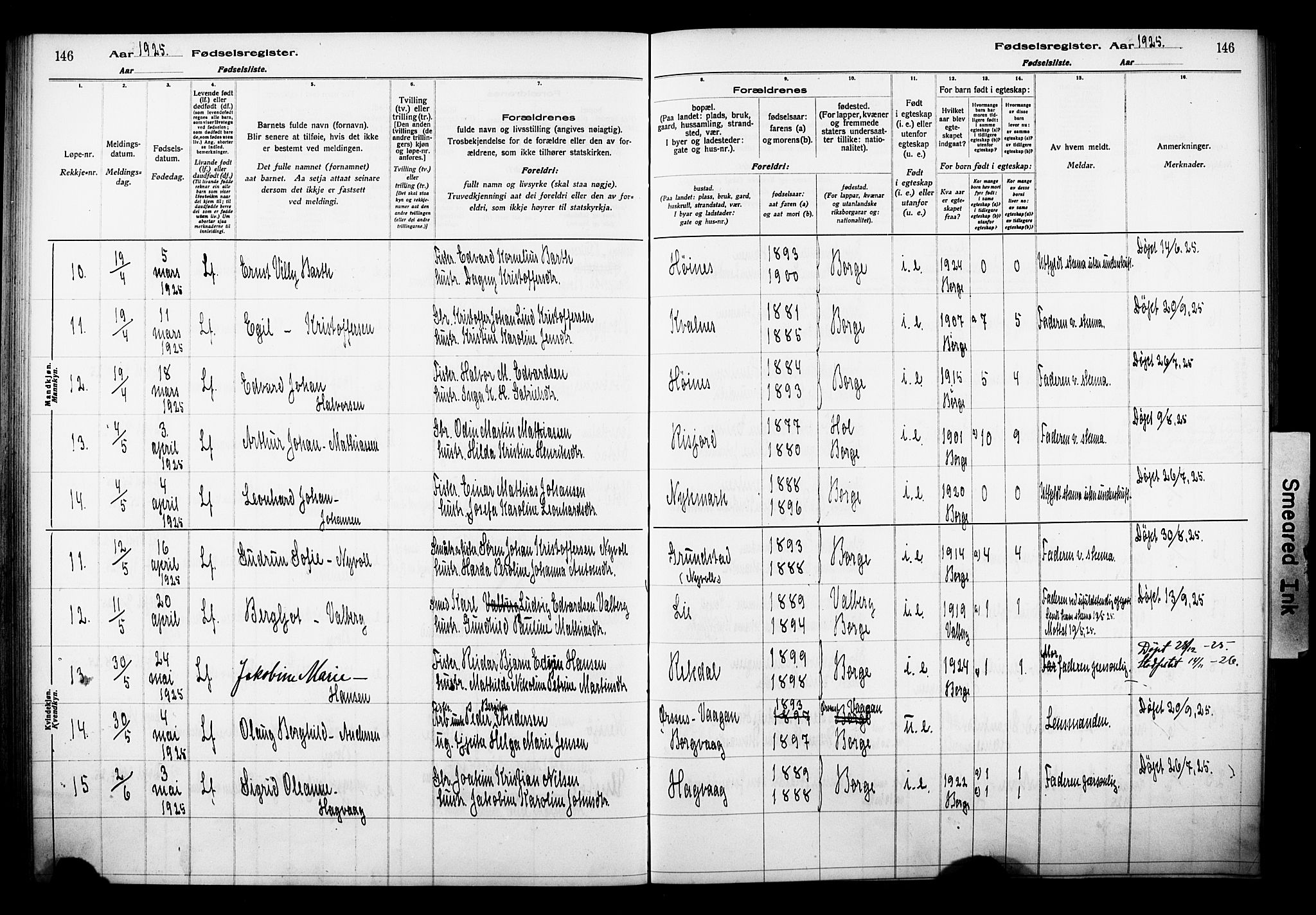 Ministerialprotokoller, klokkerbøker og fødselsregistre - Nordland, SAT/A-1459/880/L1145: Fødselsregister nr. 880.II.4.1, 1916-1929, s. 146