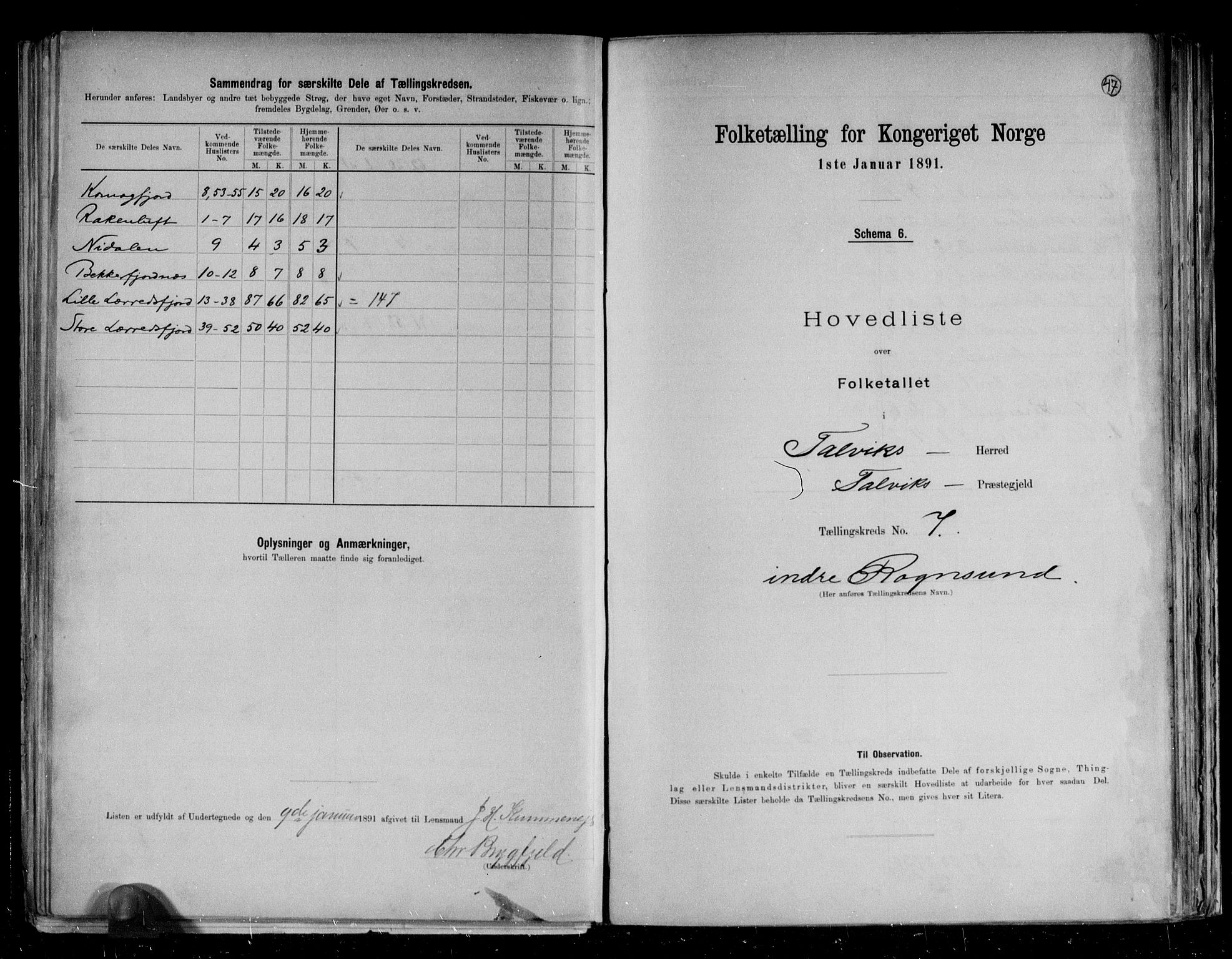 RA, Folketelling 1891 for 2013 Talvik herred, 1891, s. 20