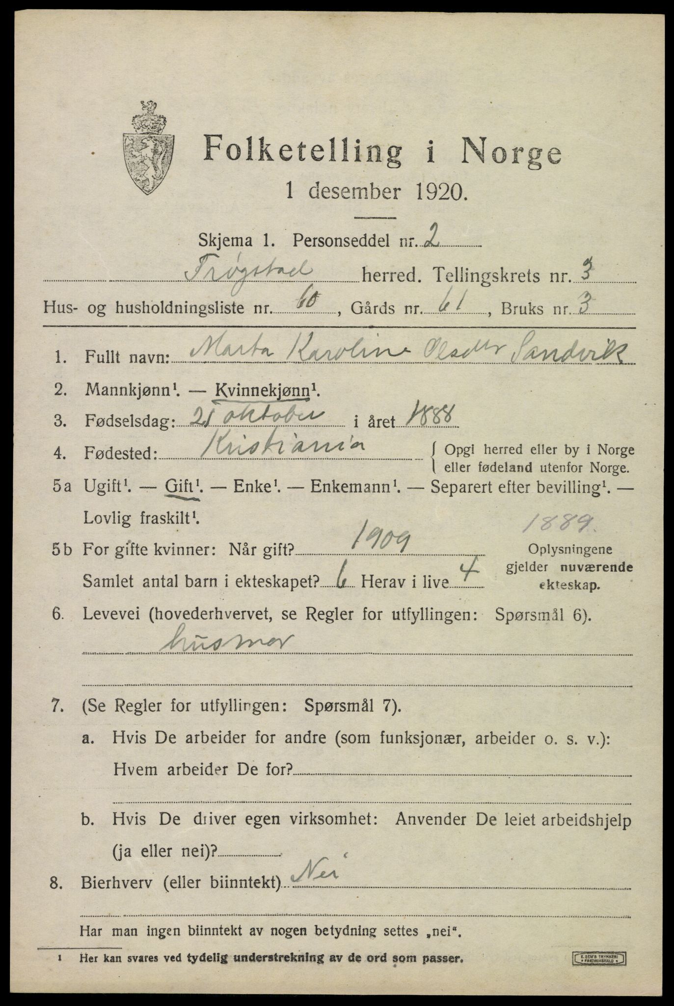 SAO, Folketelling 1920 for 0122 Trøgstad herred, 1920, s. 4012