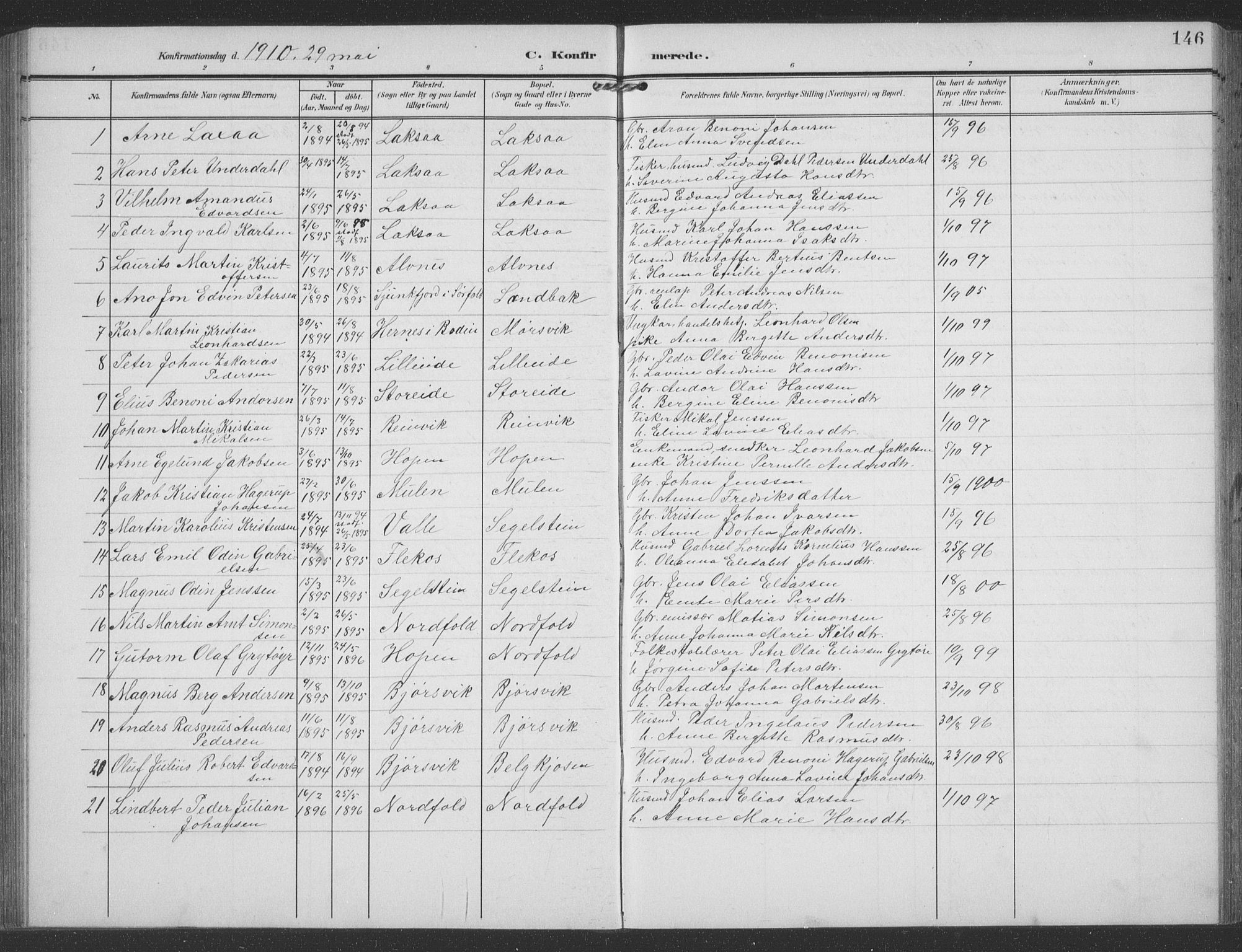 Ministerialprotokoller, klokkerbøker og fødselsregistre - Nordland, SAT/A-1459/858/L0835: Klokkerbok nr. 858C02, 1904-1940, s. 146