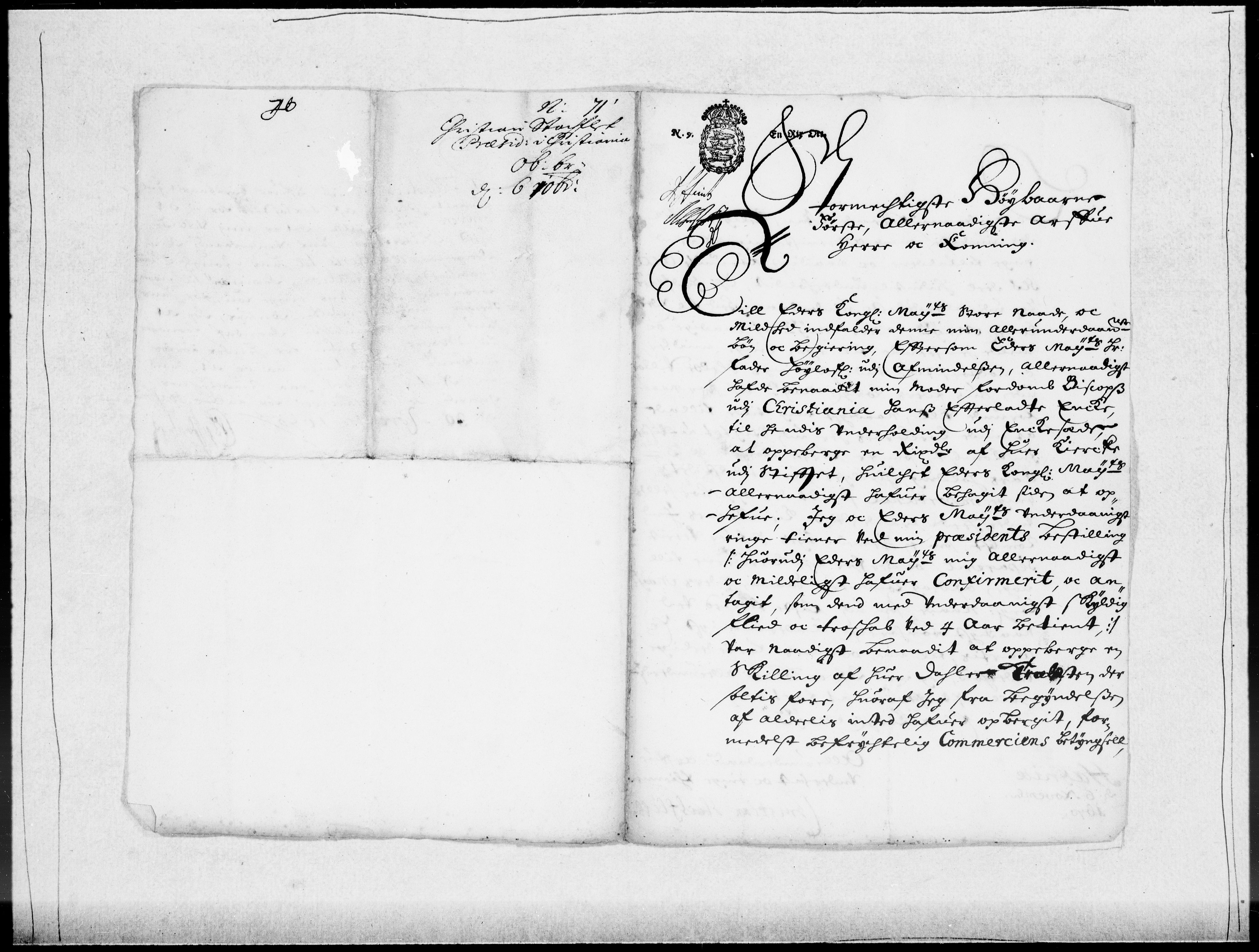 Danske Kanselli 1572-1799, RA/EA-3023/F/Fc/Fcc/Fcca/L0031: Norske innlegg 1572-1799, 1671-1673, s. 68