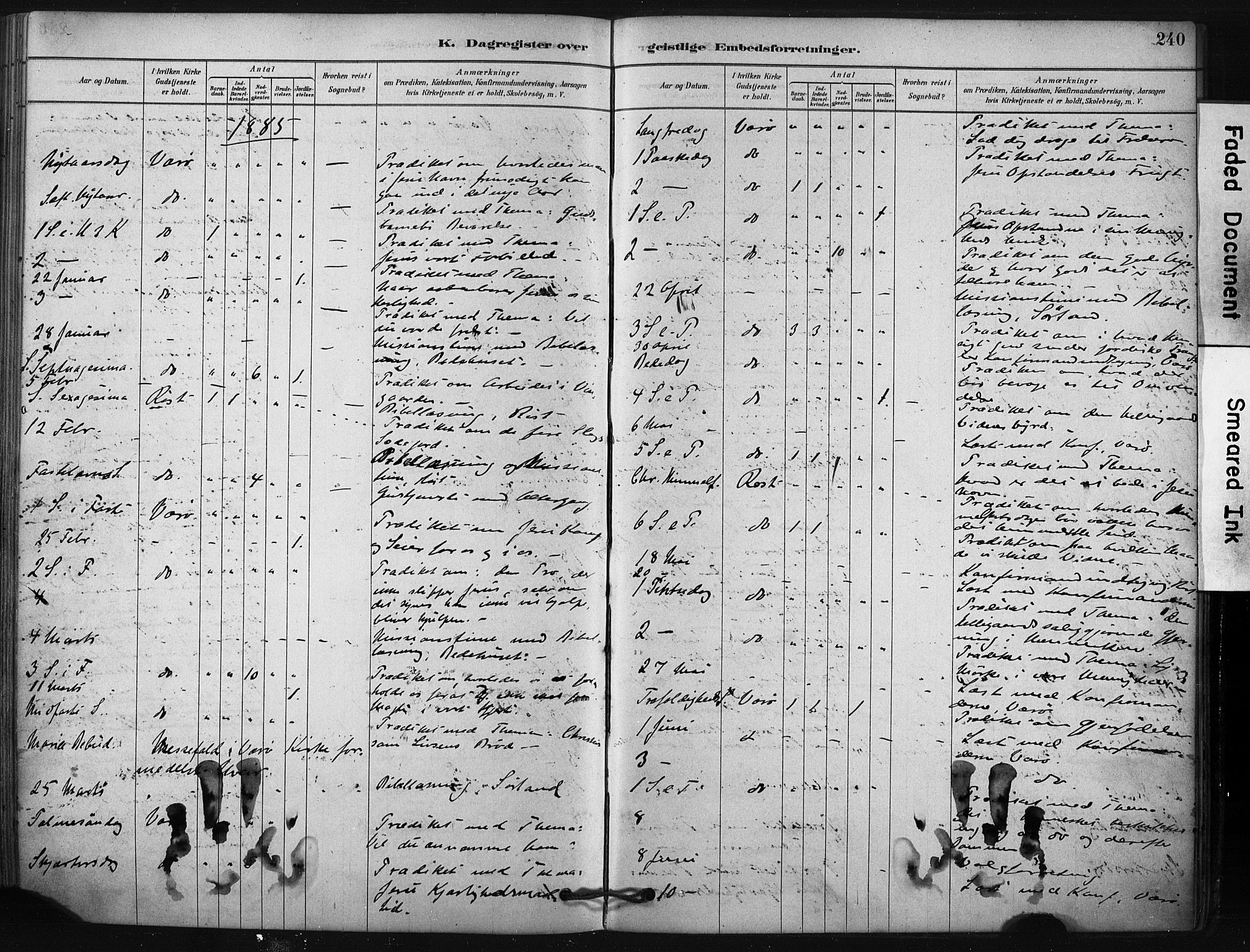 Ministerialprotokoller, klokkerbøker og fødselsregistre - Nordland, AV/SAT-A-1459/807/L0122: Ministerialbok nr. 807A05, 1880-1902, s. 240