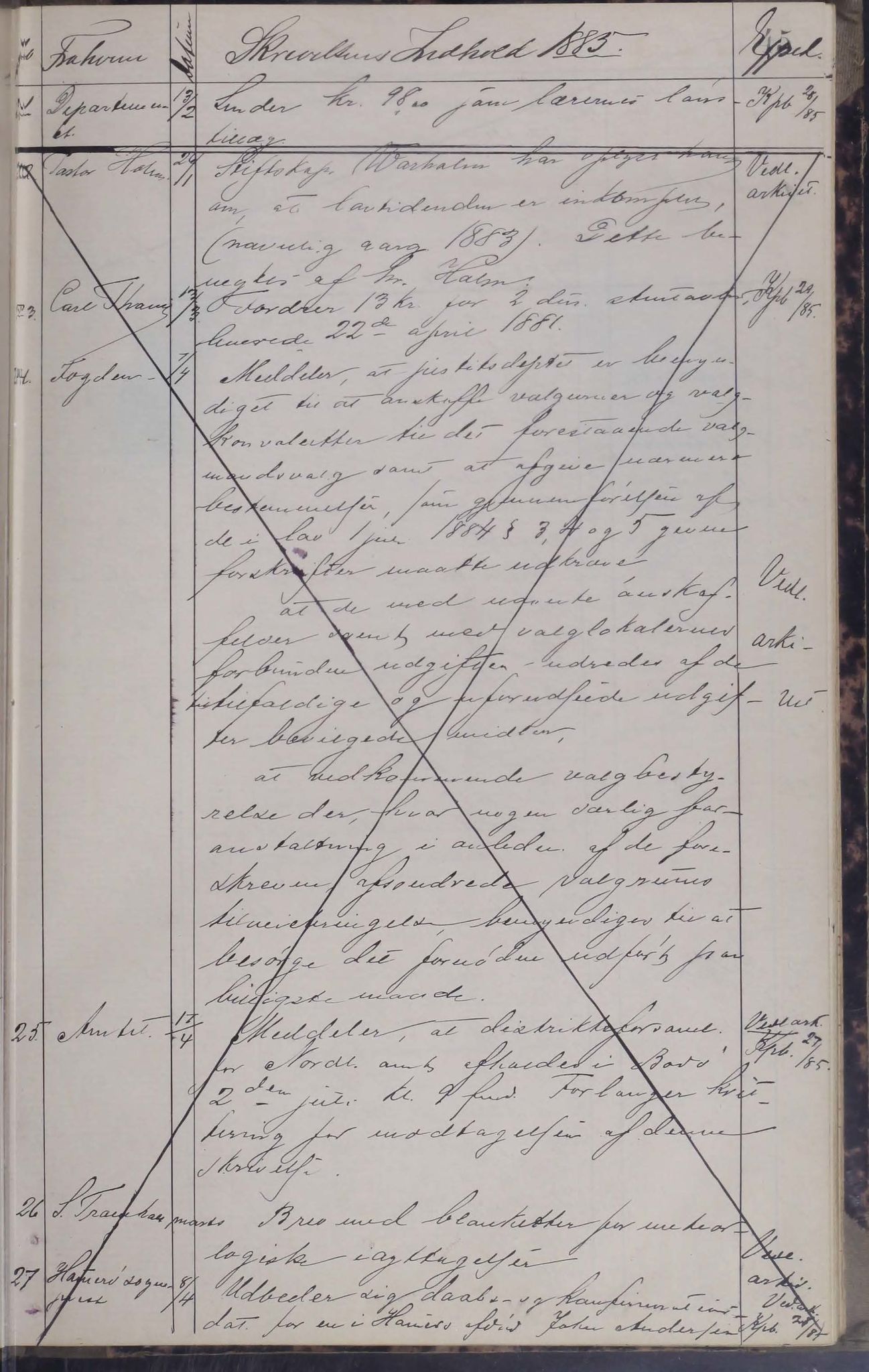 Tysfjord kommune. Skolestyret, AIN/K-18500.510/220/L0001: Brevjournal for Tysfjord Skolestyre, 1881-1890