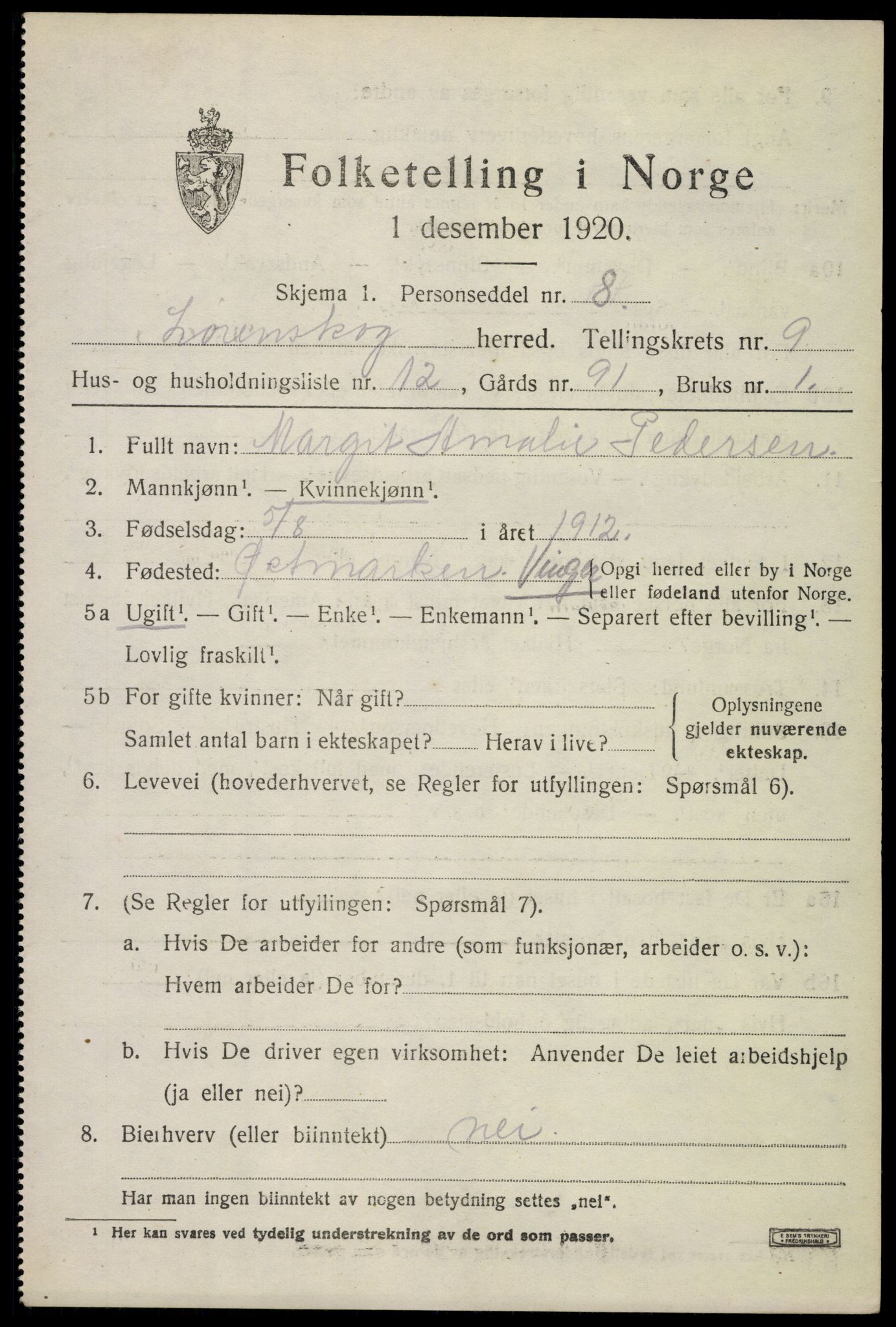 SAO, Folketelling 1920 for 0230 Lørenskog herred, 1920, s. 6906