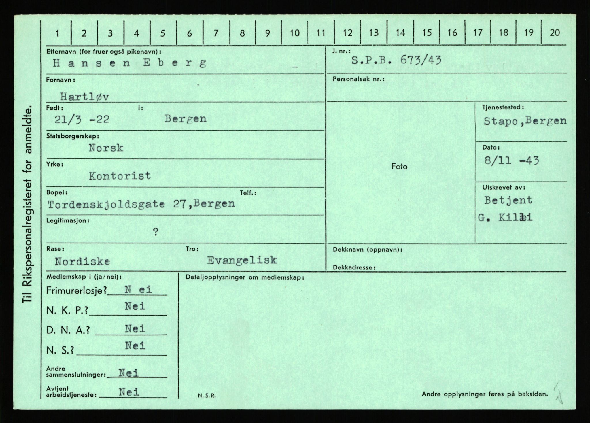 Statspolitiet - Hovedkontoret / Osloavdelingen, AV/RA-S-1329/C/Ca/L0003: Brechan - Eichinger	, 1943-1945, s. 4613