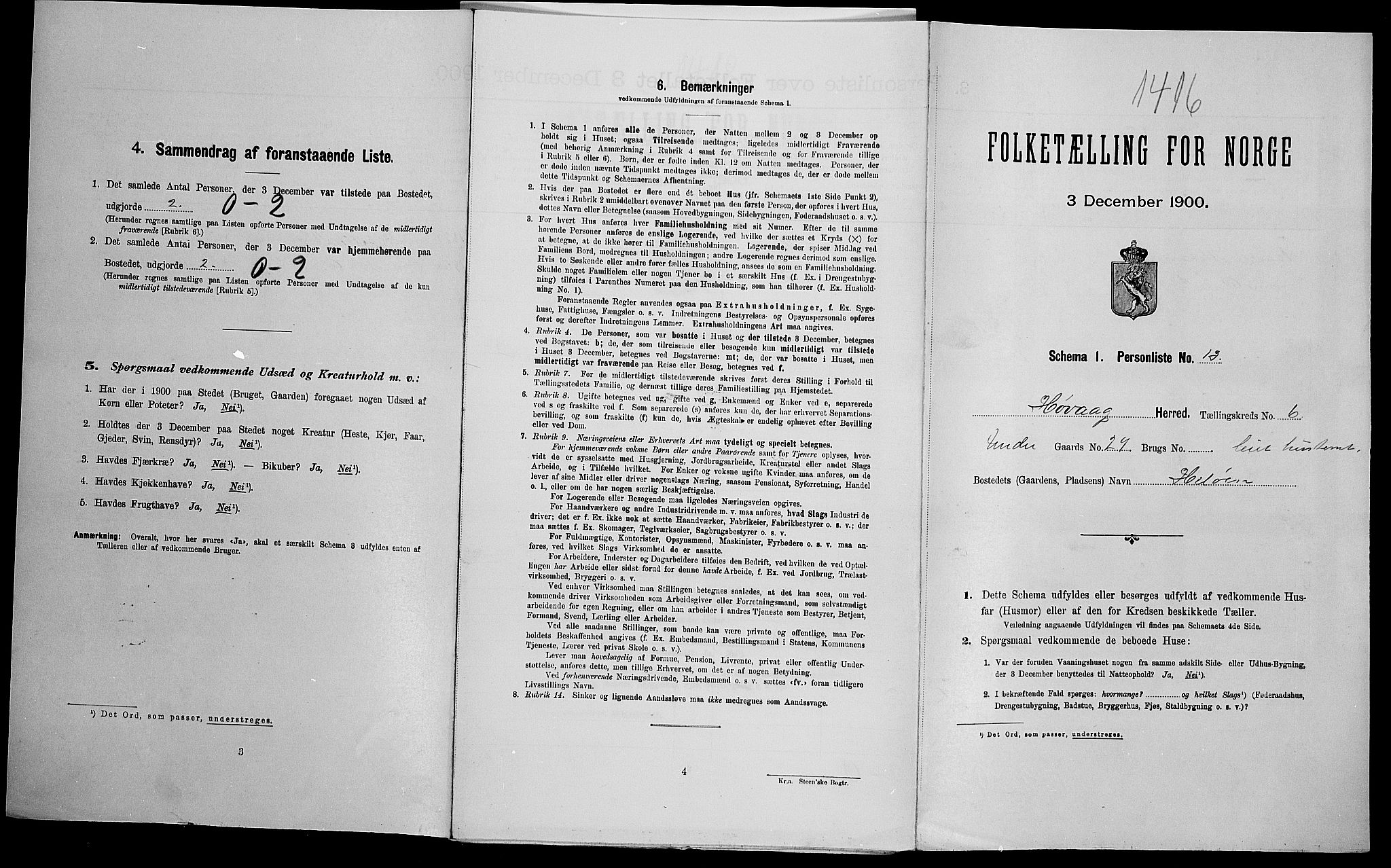 SAK, Folketelling 1900 for 0927 Høvåg herred, 1900, s. 631