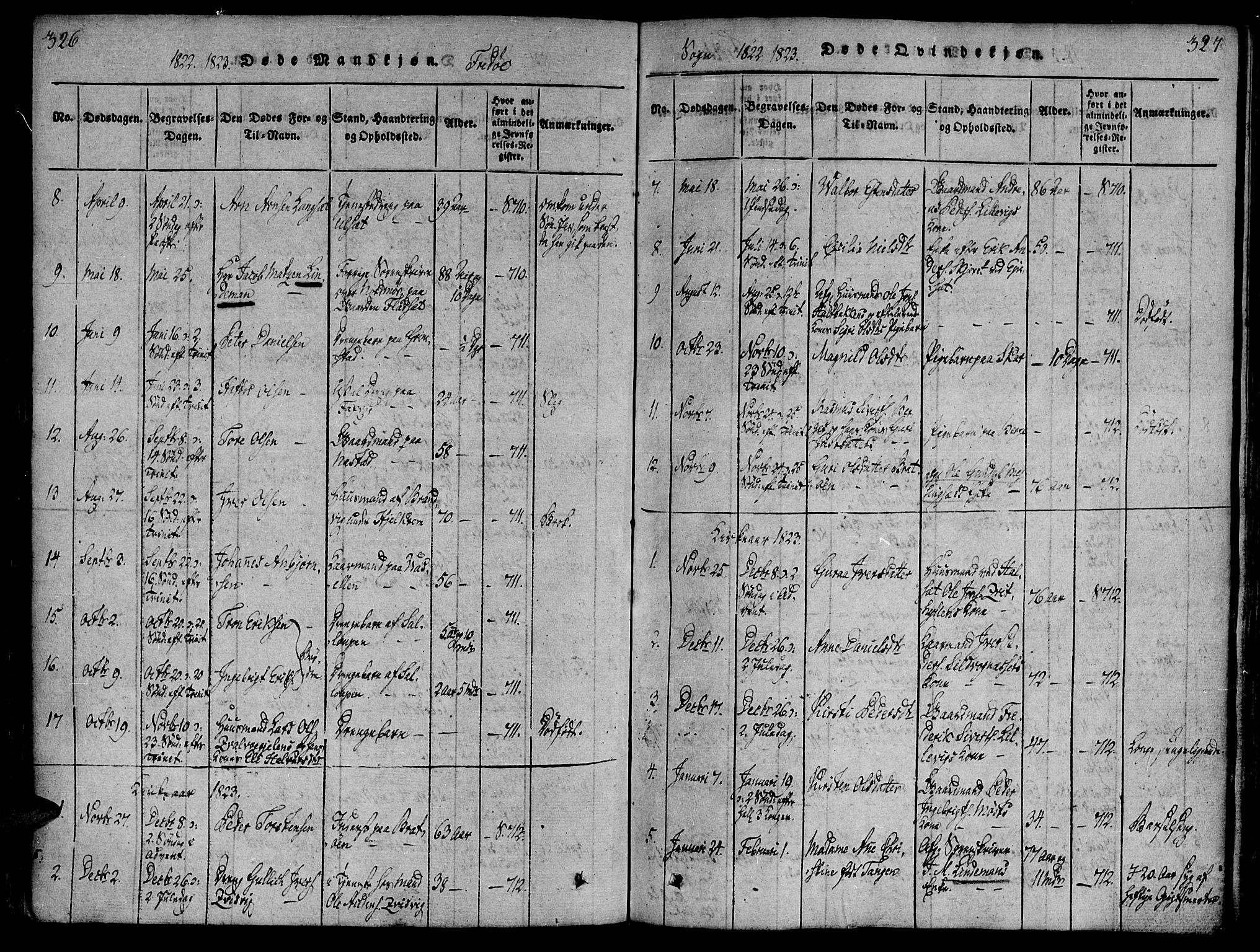 Ministerialprotokoller, klokkerbøker og fødselsregistre - Møre og Romsdal, AV/SAT-A-1454/586/L0982: Ministerialbok nr. 586A08, 1819-1829, s. 326-327