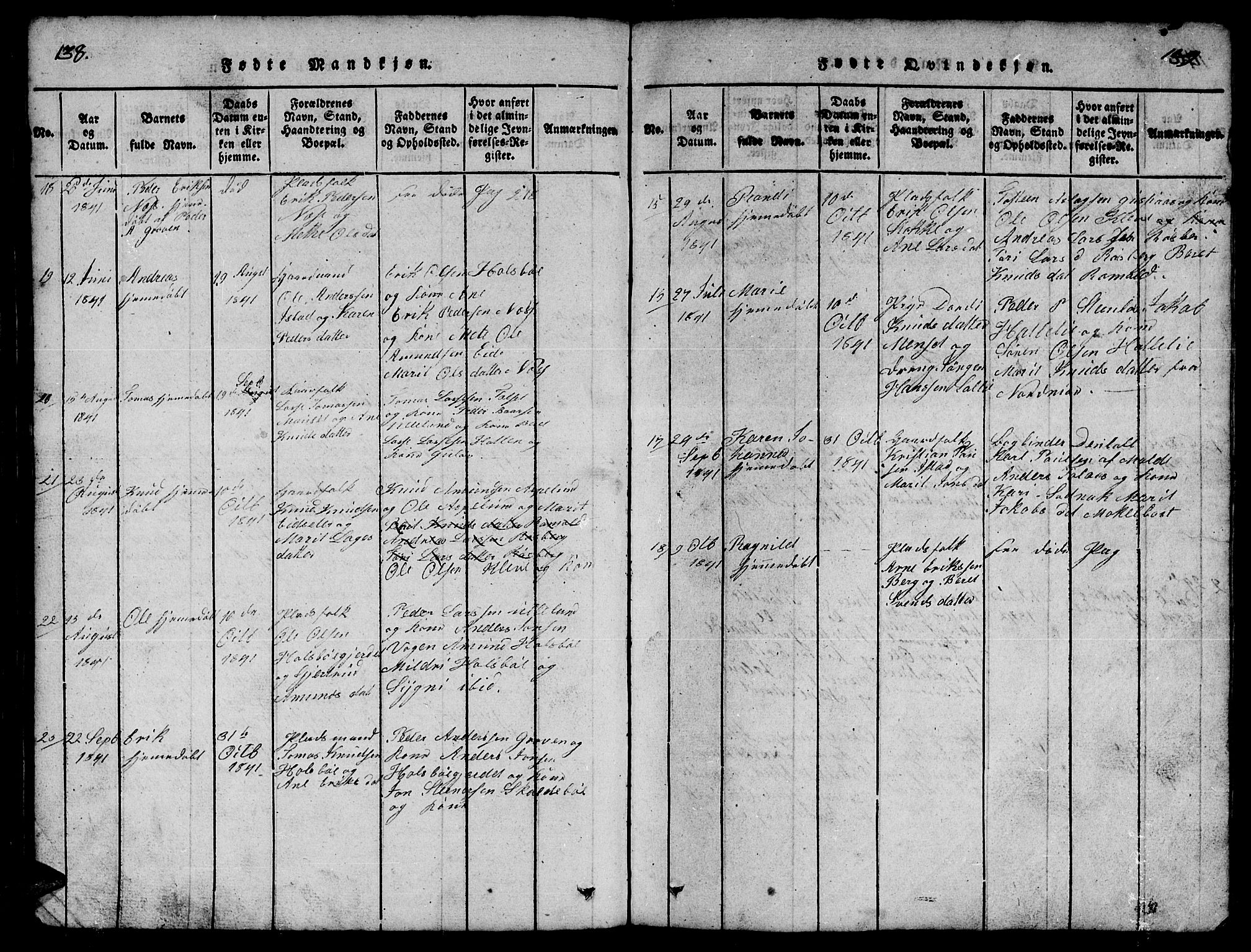 Ministerialprotokoller, klokkerbøker og fødselsregistre - Møre og Romsdal, SAT/A-1454/557/L0683: Klokkerbok nr. 557C01, 1818-1862, s. 138-139