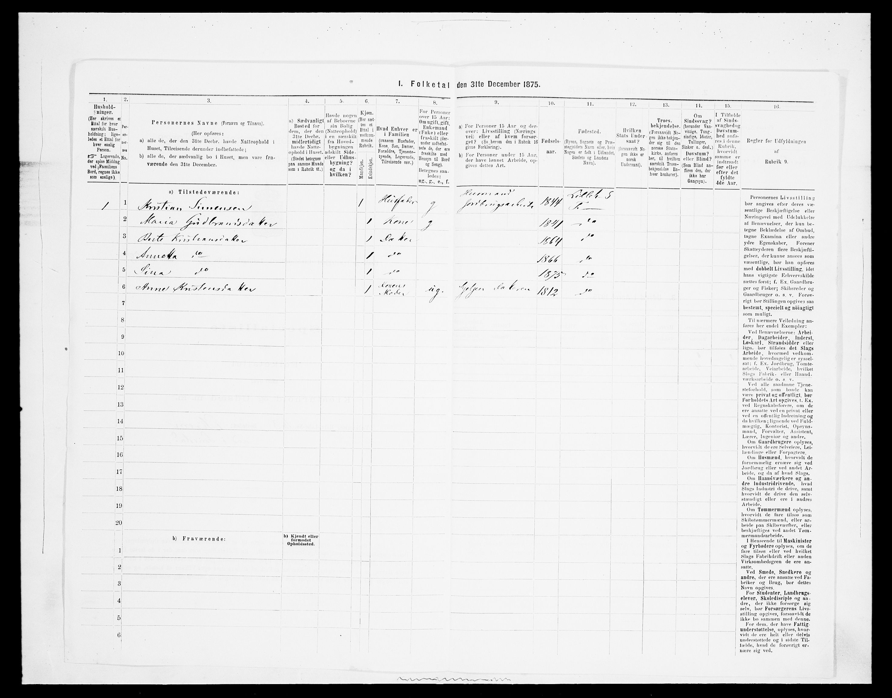 SAH, Folketelling 1875 for 0524L Fåberg prestegjeld, Fåberg sokn og Lillehammer landsokn, 1875, s. 1568