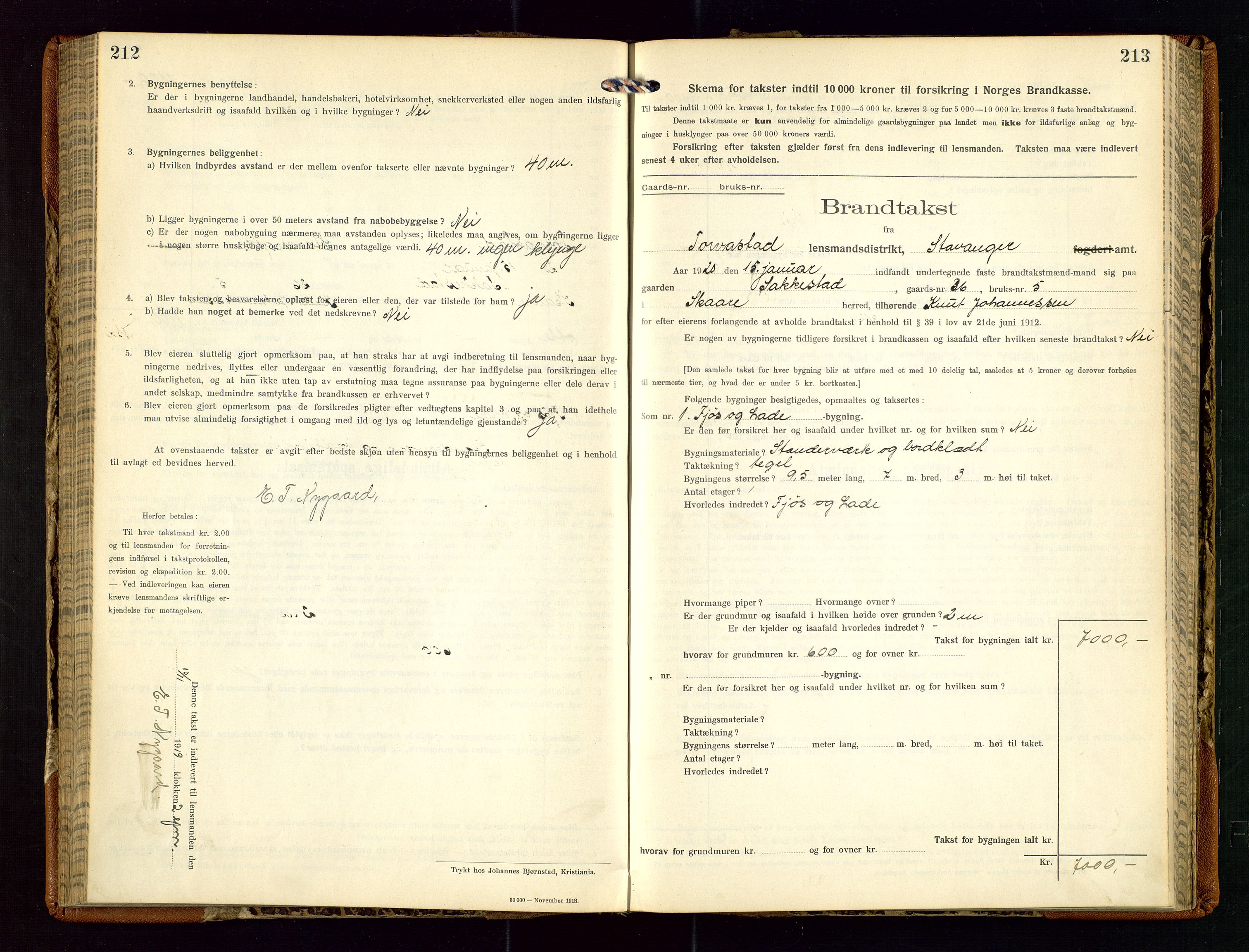 Torvestad lensmannskontor, AV/SAST-A-100307/1/Gob/L0005: "Brandtaxationsprotokol for Torvestad Lensmannsdistrikt", 1915-1928, s. 212-213