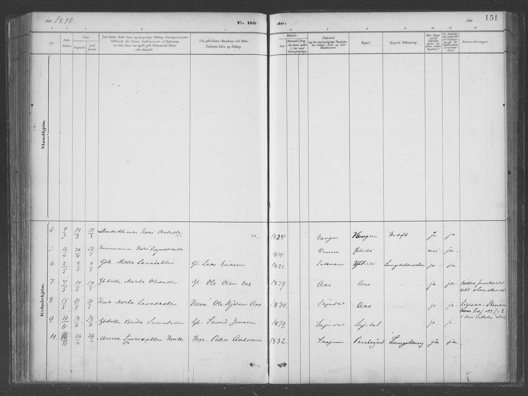 Aurland sokneprestembete, SAB/A-99937/H/Ha/Hab/L0001: Ministerialbok nr. B  1, 1880-1909, s. 151