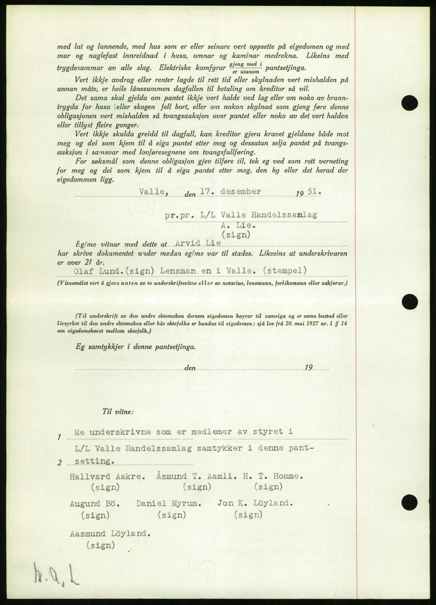 Setesdal sorenskriveri, SAK/1221-0011/G/Gb/L0050: Pantebok nr. B 38, 1949-1952, Dagboknr: 70/1952