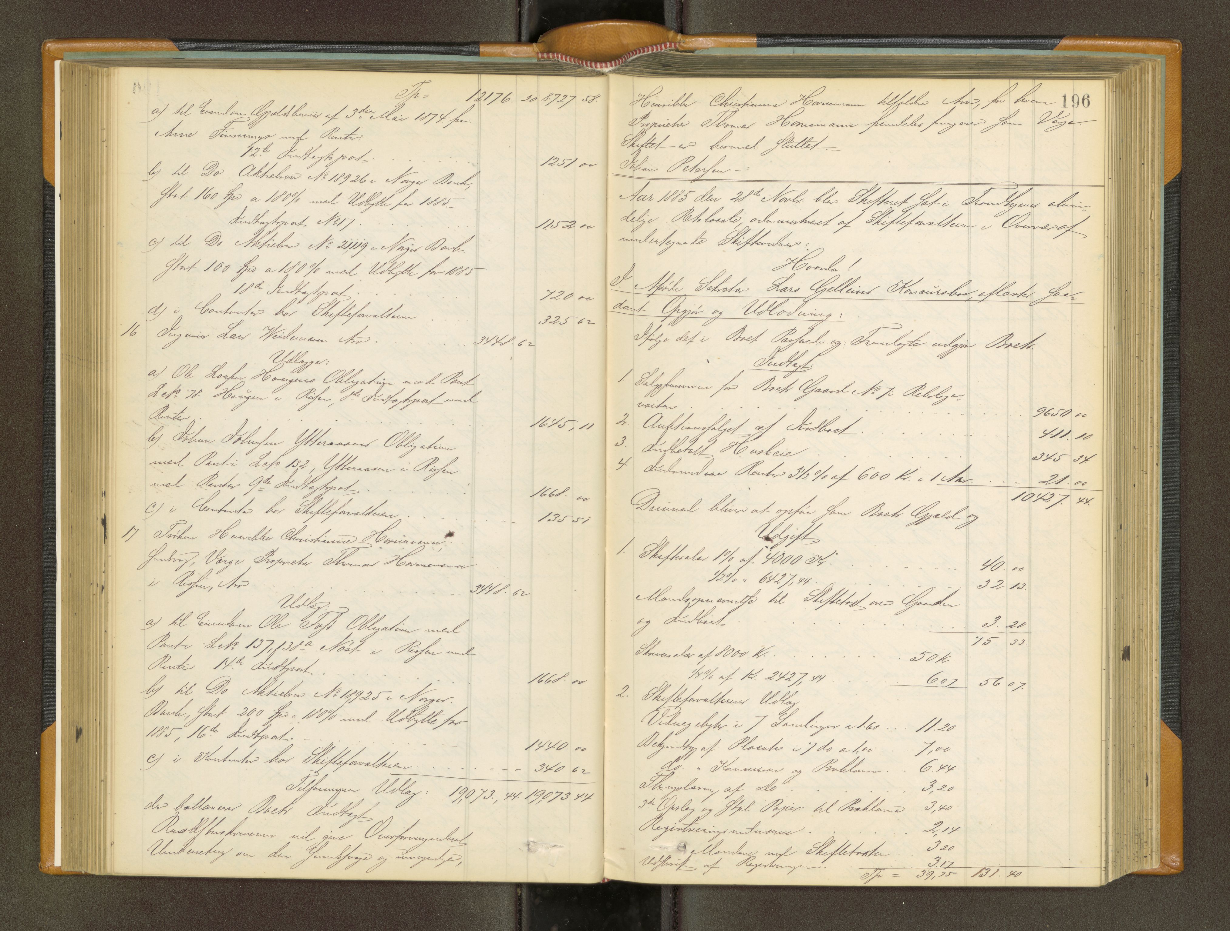 Trondheim byfogd, AV/SAT-A-0003/1/3/3A/L0034: Skifteutlodningsprotokoll - 2/8-26/12. (m/ register) U, 1884-1888, s. 196