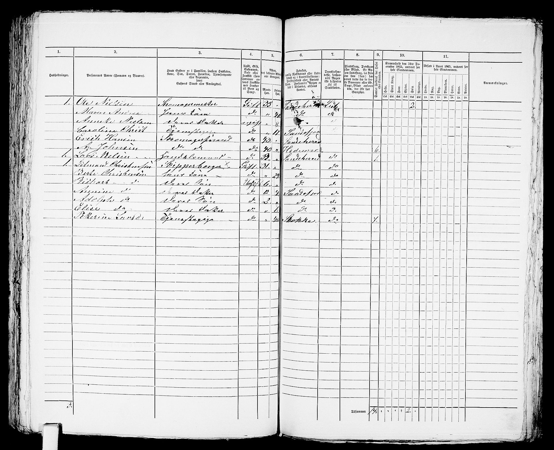 RA, Folketelling 1865 for 0706B Sandeherred prestegjeld, Sandefjord kjøpstad, 1865, s. 318