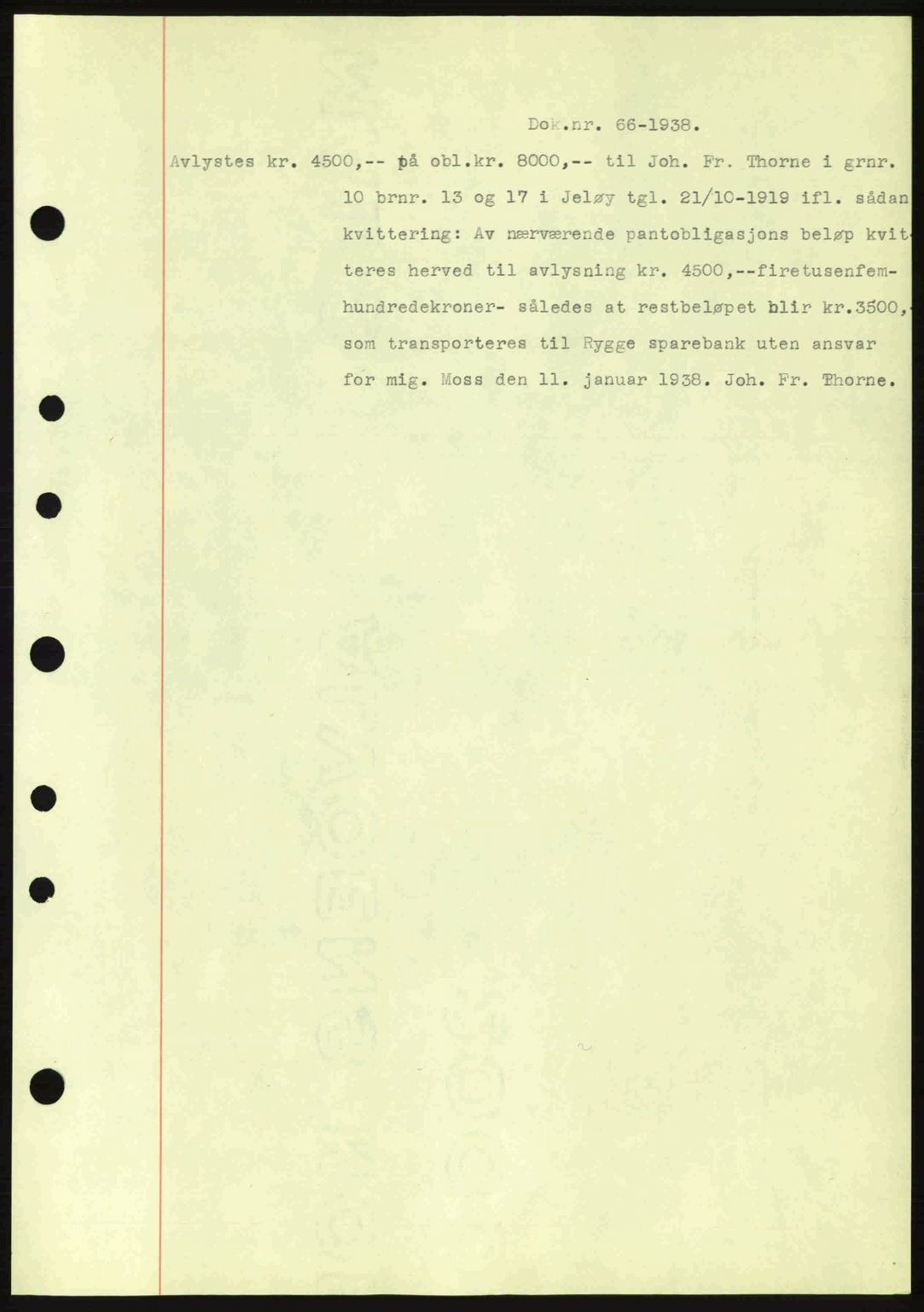 Moss sorenskriveri, SAO/A-10168: Pantebok nr. B4, 1937-1938, Dagboknr: 66/1938