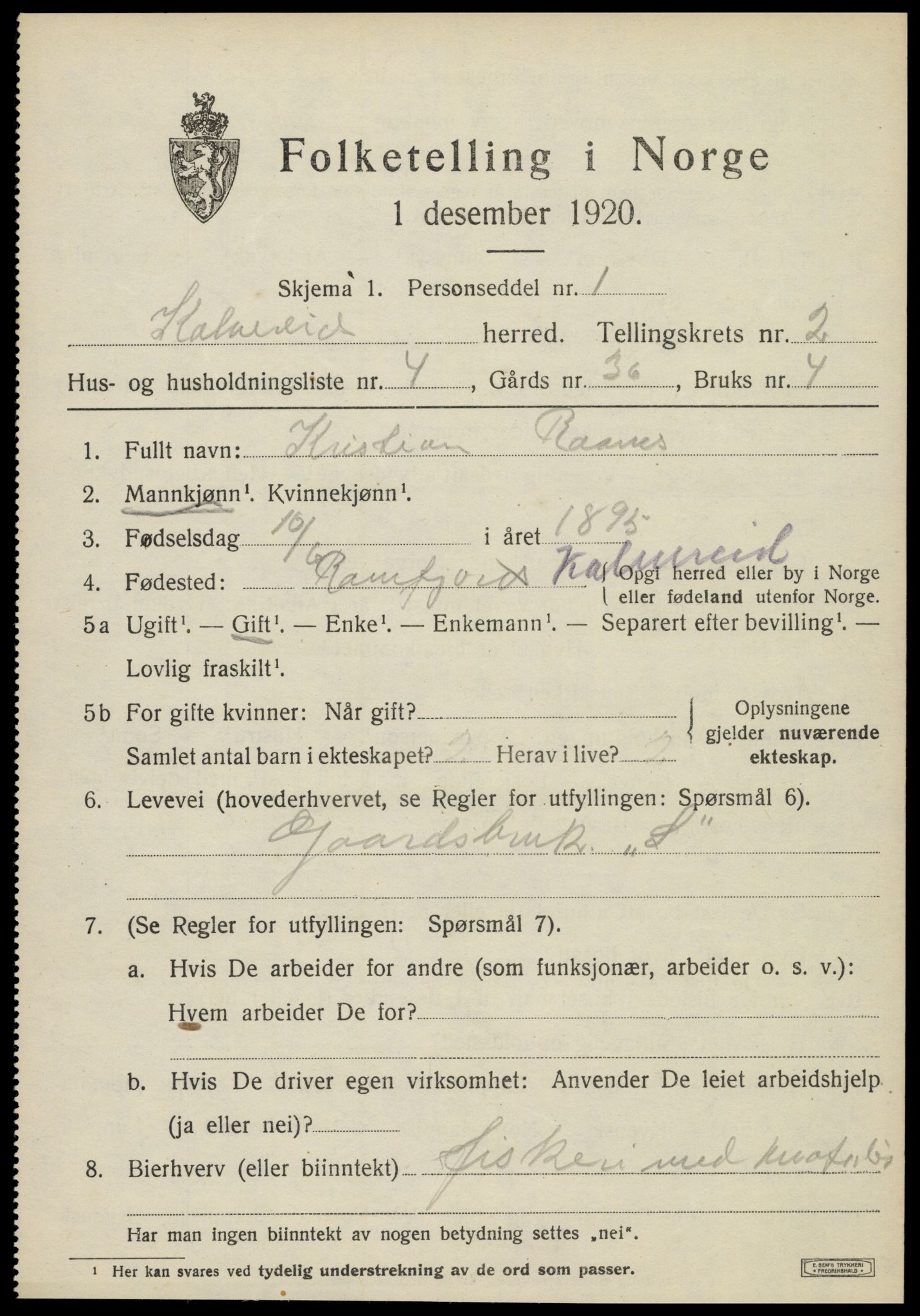 SAT, Folketelling 1920 for 1752 Kolvereid herred, 1920, s. 1531