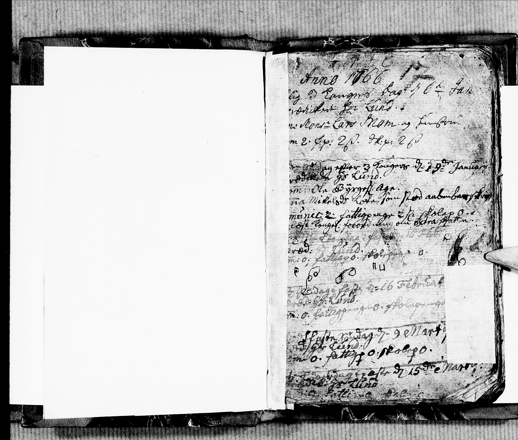 Ullensvang sokneprestembete, SAB/A-78701/H/Hab: Klokkerbok nr. E 1, 1766-1769, s. 0-1