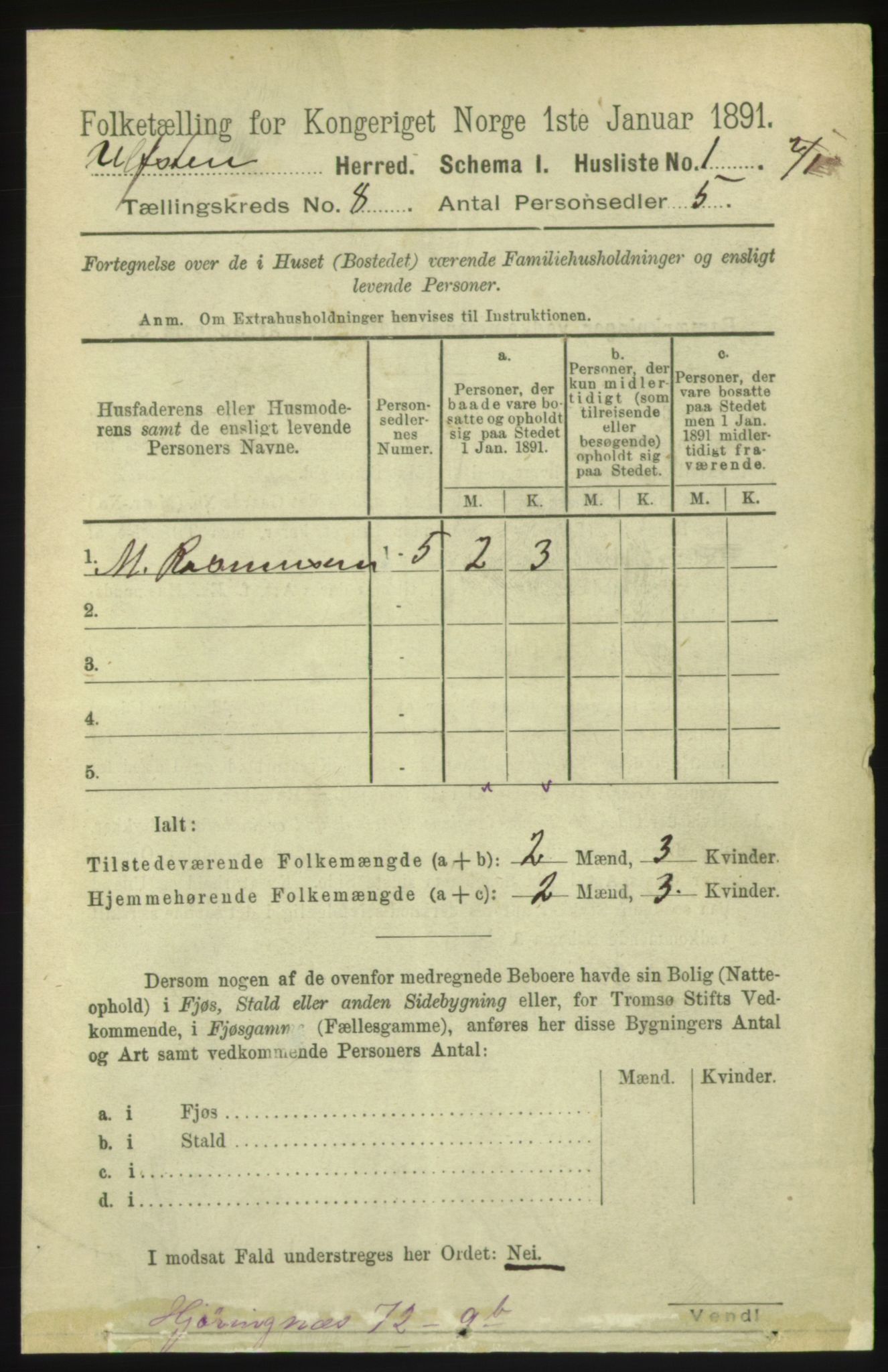 RA, Folketelling 1891 for 1516 Ulstein herred, 1891, s. 2520