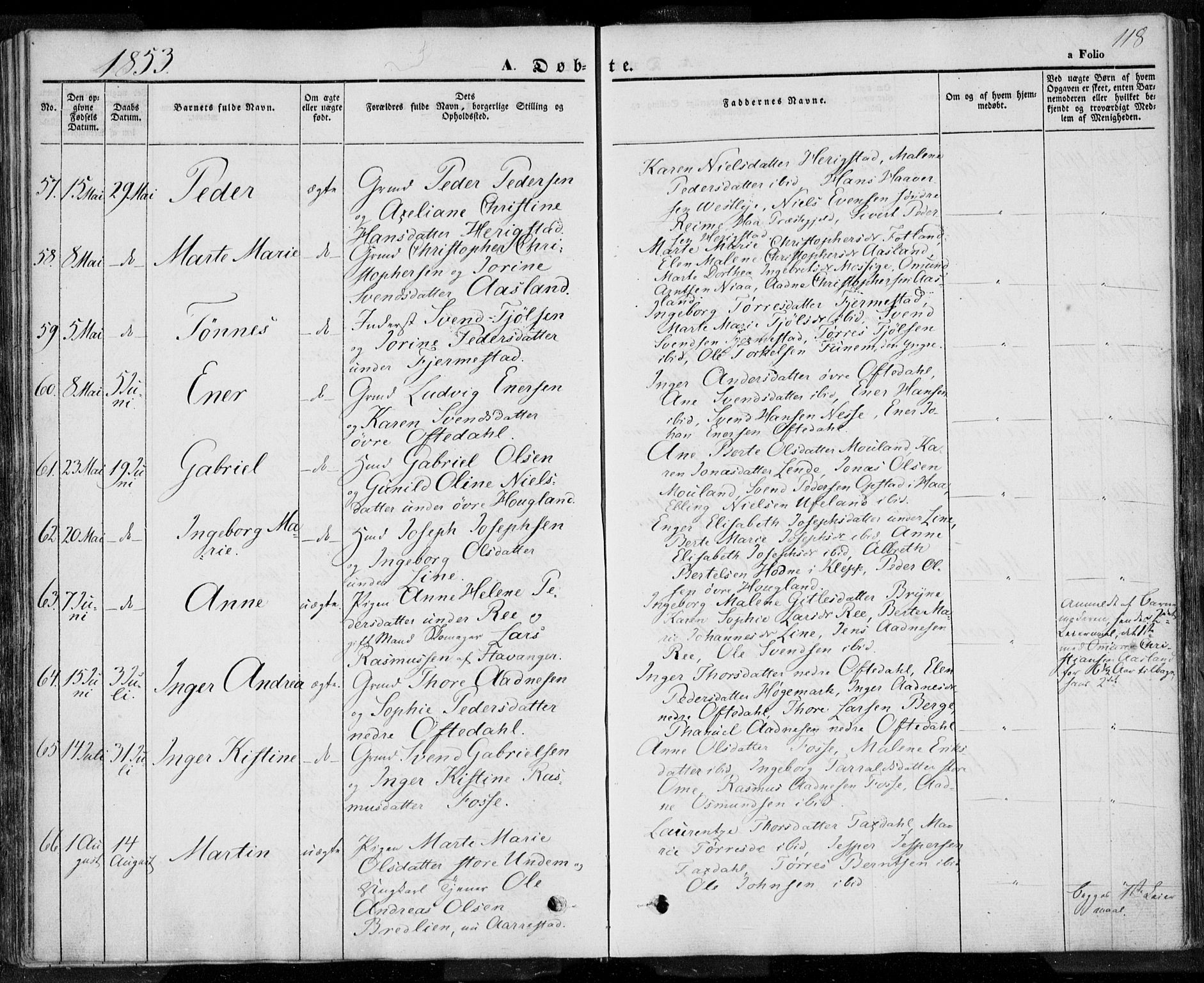 Lye sokneprestkontor, AV/SAST-A-101794/001/30BA/L0005: Ministerialbok nr. A 5.1, 1842-1855, s. 118