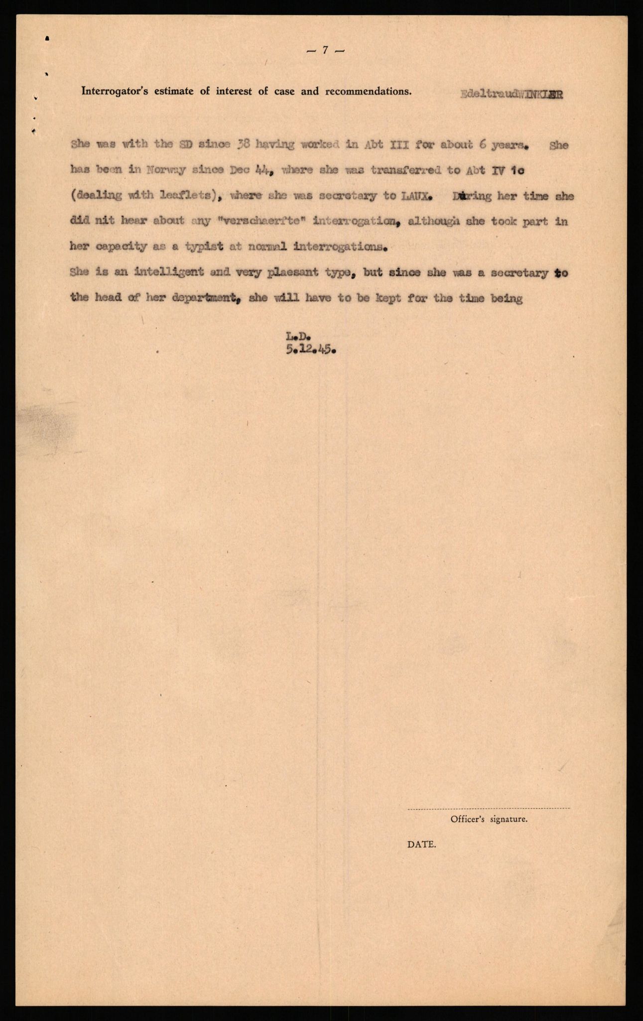 Forsvaret, Forsvarets overkommando II, AV/RA-RAFA-3915/D/Db/L0036: CI Questionaires. Tyske okkupasjonsstyrker i Norge. Tyskere., 1945-1946, s. 159