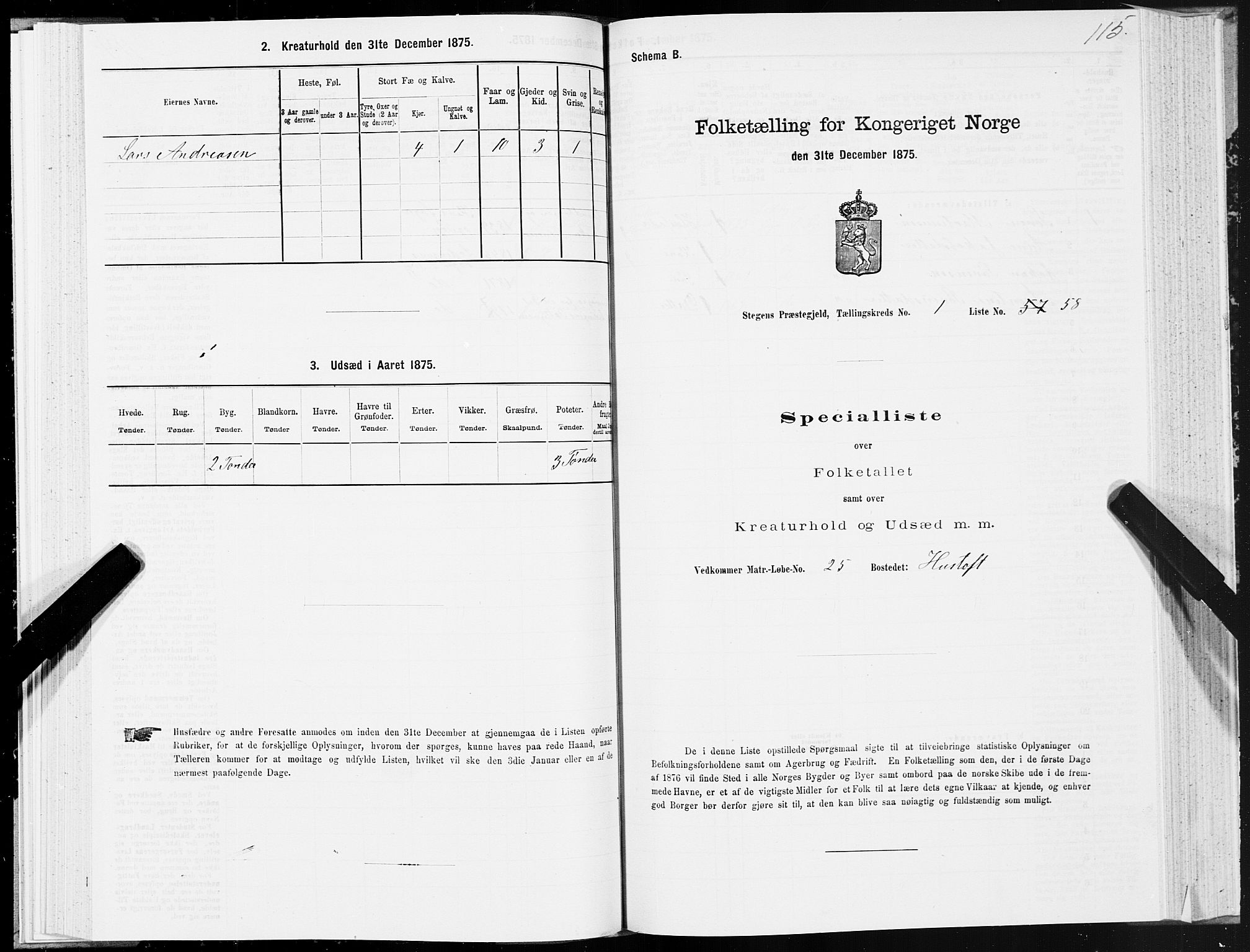 SAT, Folketelling 1875 for 1848P Steigen prestegjeld, 1875, s. 1115