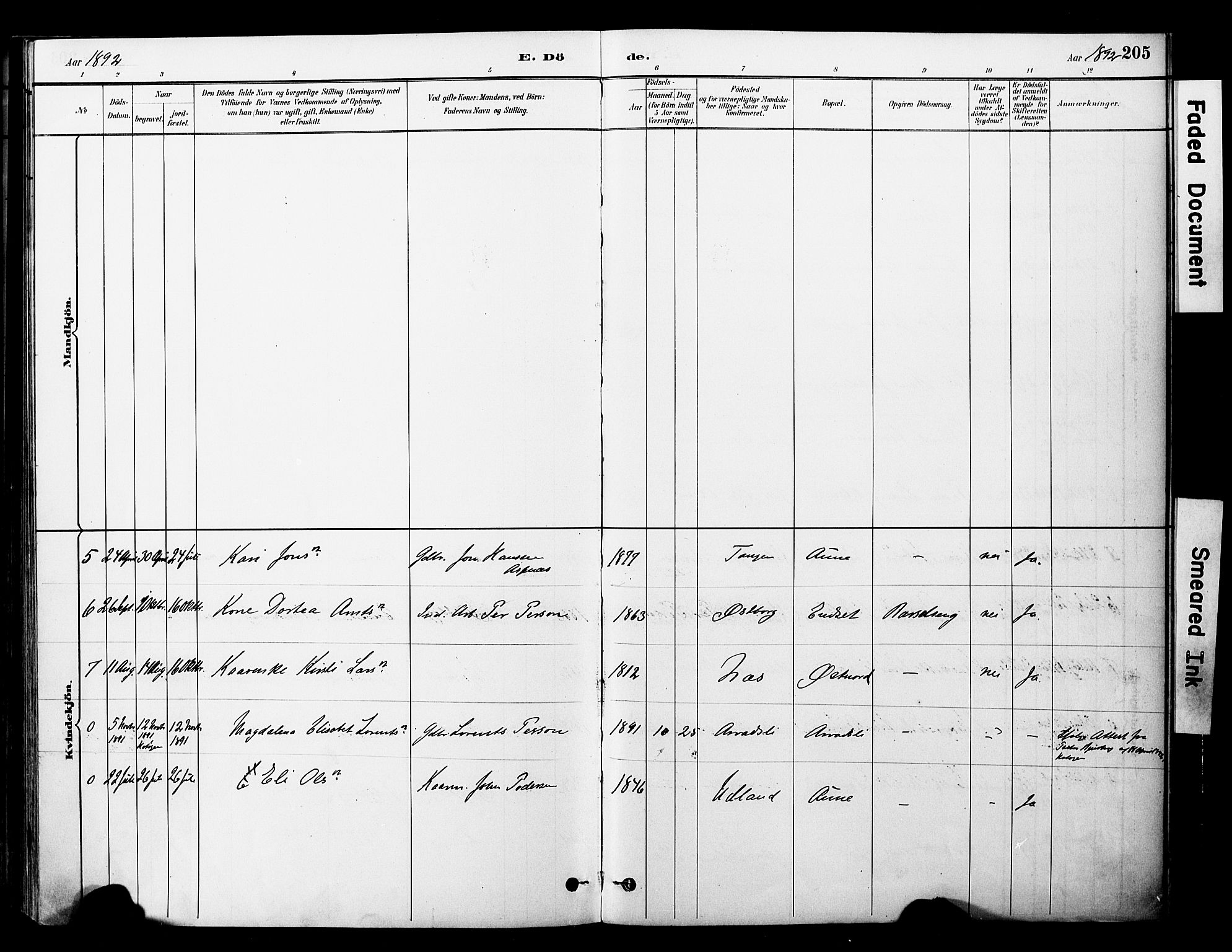 Ministerialprotokoller, klokkerbøker og fødselsregistre - Nord-Trøndelag, SAT/A-1458/757/L0505: Ministerialbok nr. 757A01, 1882-1904, s. 205