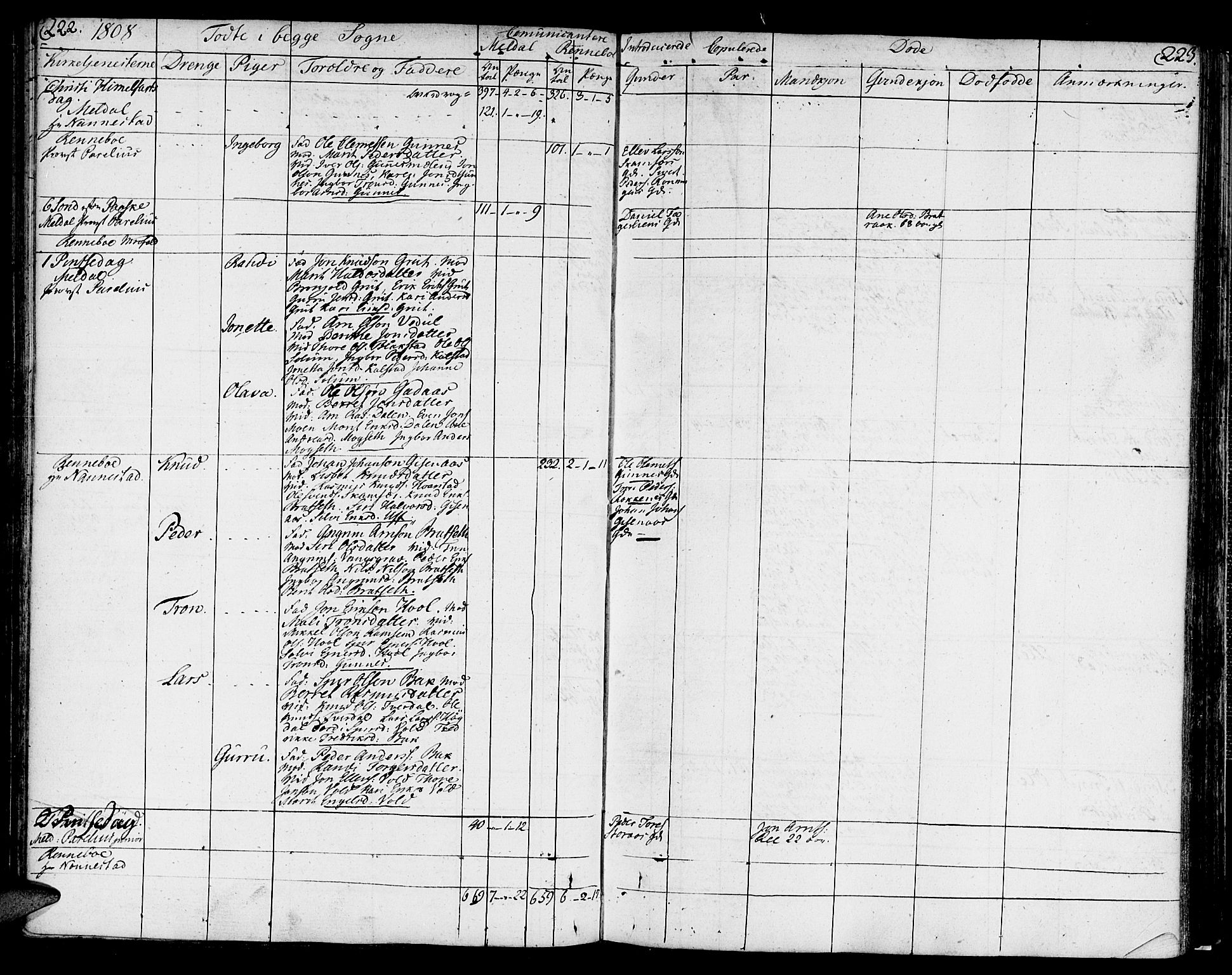 Ministerialprotokoller, klokkerbøker og fødselsregistre - Sør-Trøndelag, AV/SAT-A-1456/672/L0852: Ministerialbok nr. 672A05, 1776-1815, s. 222-223