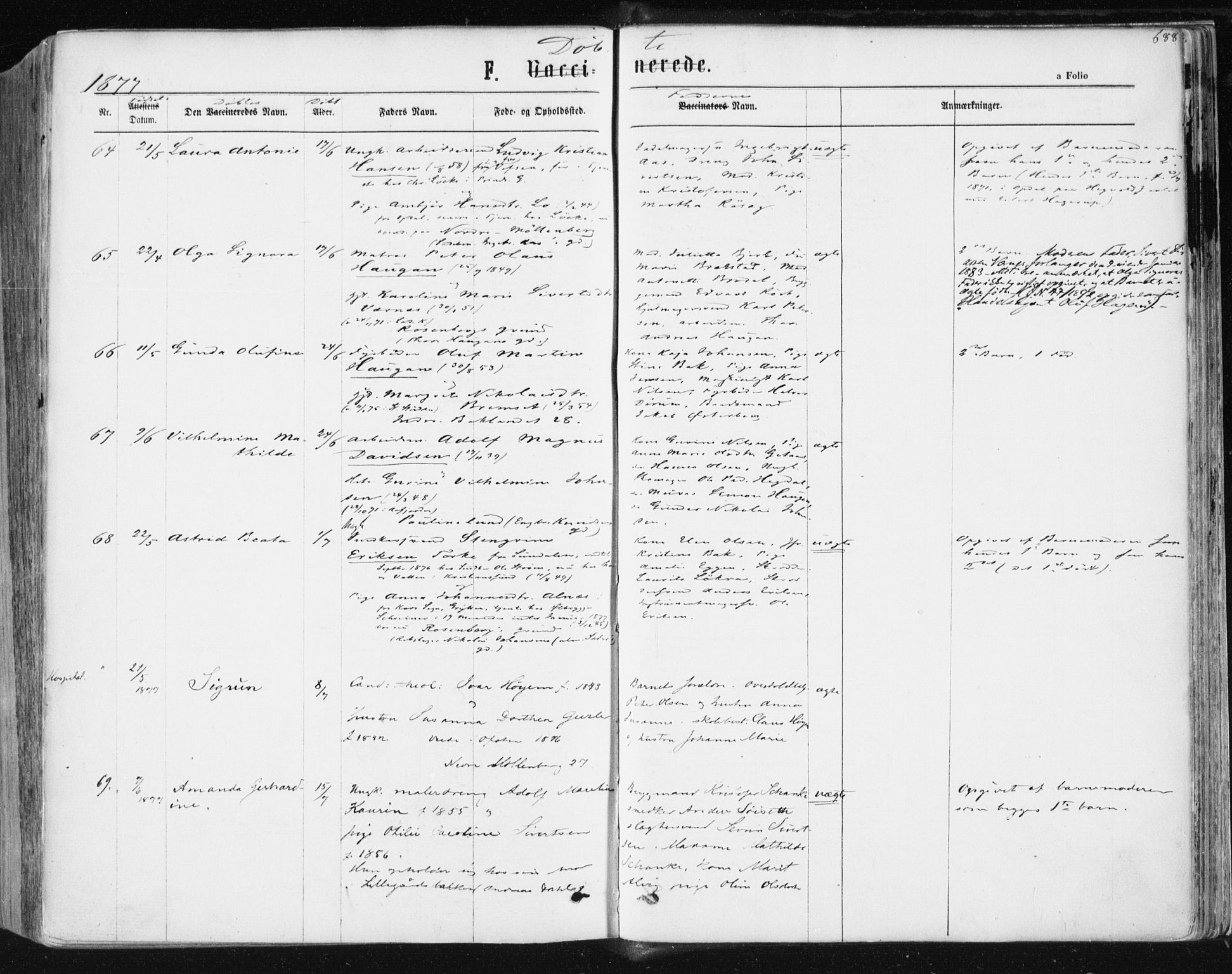 Ministerialprotokoller, klokkerbøker og fødselsregistre - Sør-Trøndelag, AV/SAT-A-1456/604/L0186: Ministerialbok nr. 604A07, 1866-1877, s. 688