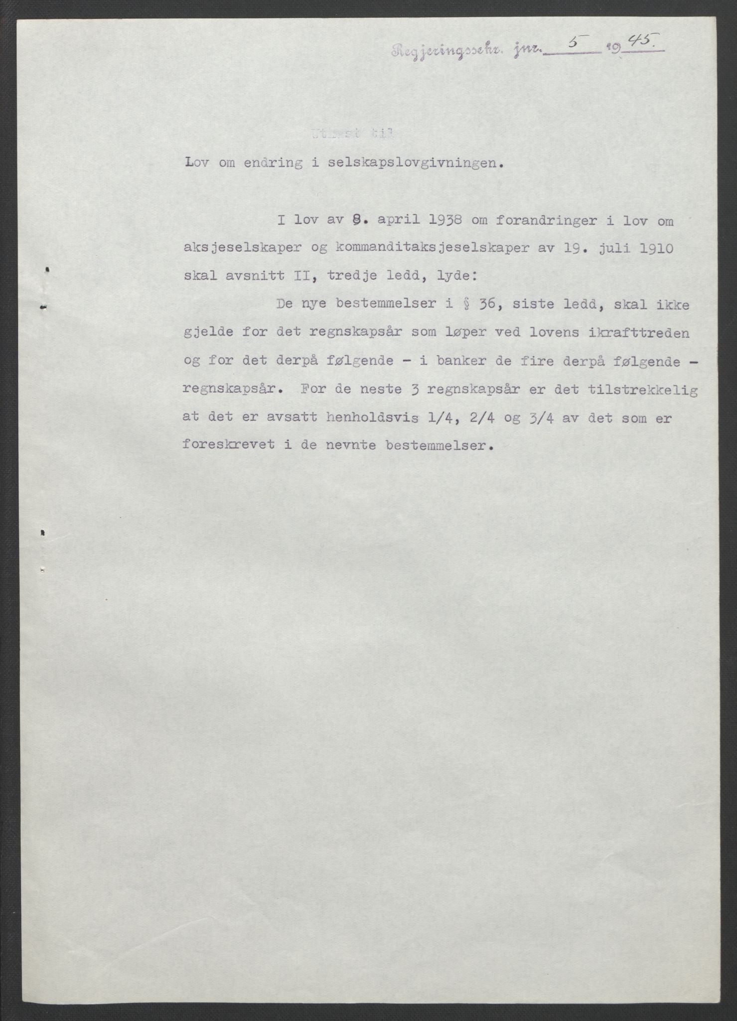 NS-administrasjonen 1940-1945 (Statsrådsekretariatet, de kommisariske statsråder mm), AV/RA-S-4279/D/Db/L0101/0001: -- / Lover og vedtak, 1945, s. 9