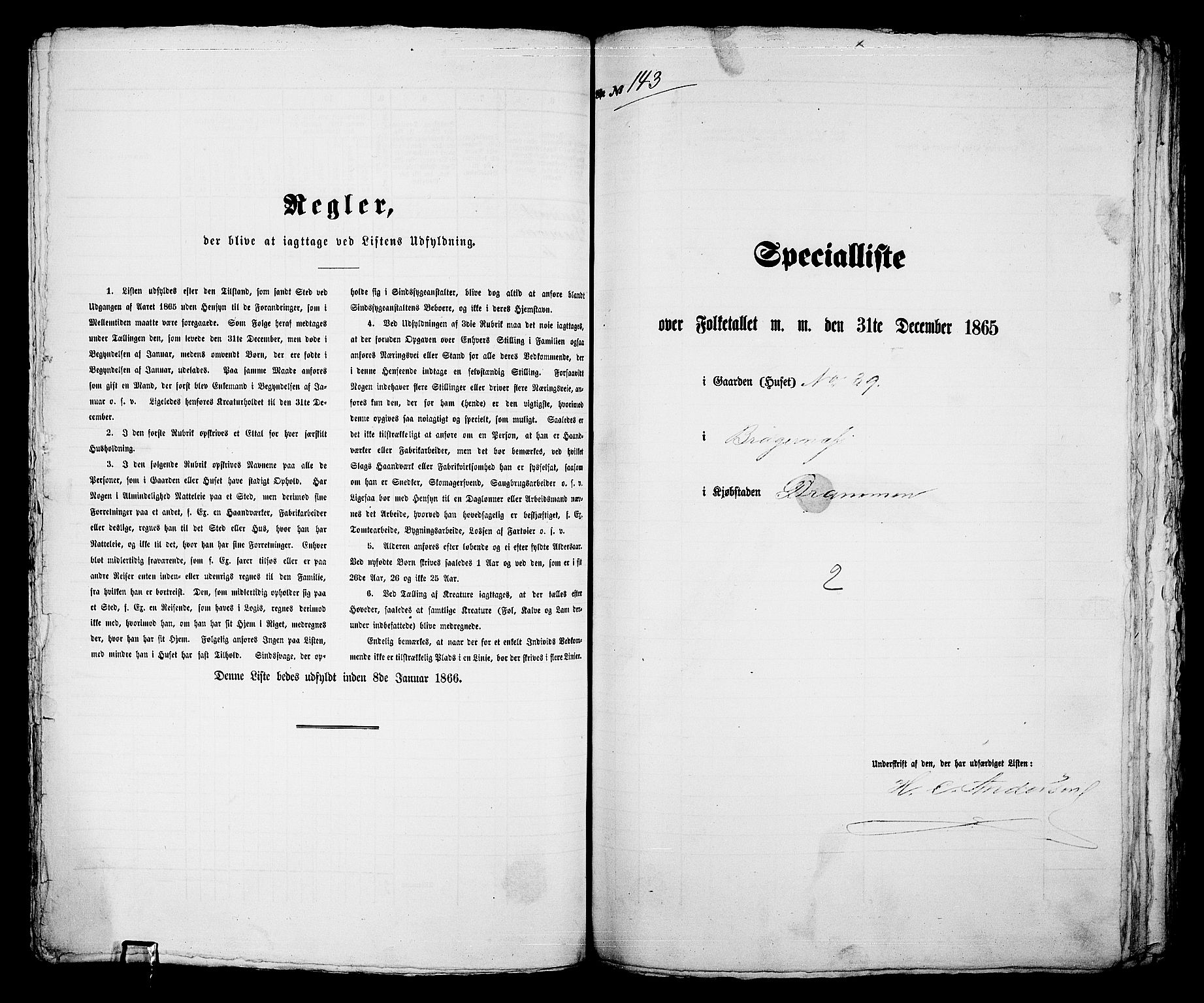 RA, Folketelling 1865 for 0602aB Bragernes prestegjeld i Drammen kjøpstad, 1865, s. 309