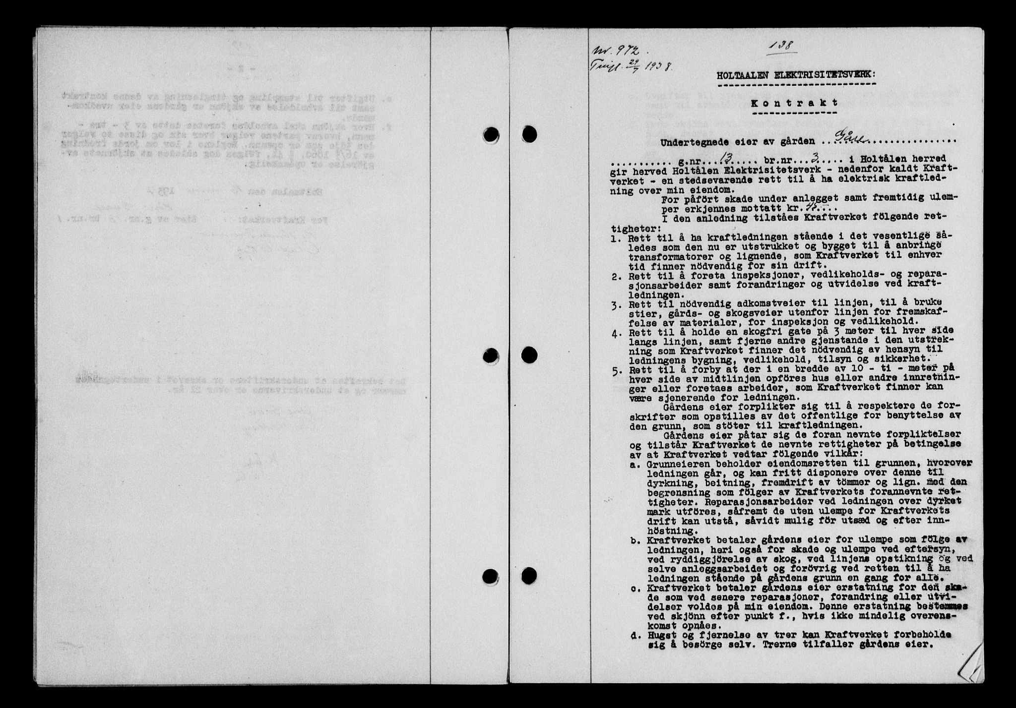 Gauldal sorenskriveri, SAT/A-0014/1/2/2C/L0049: Pantebok nr. 53, 1938-1938, Dagboknr: 972/1938