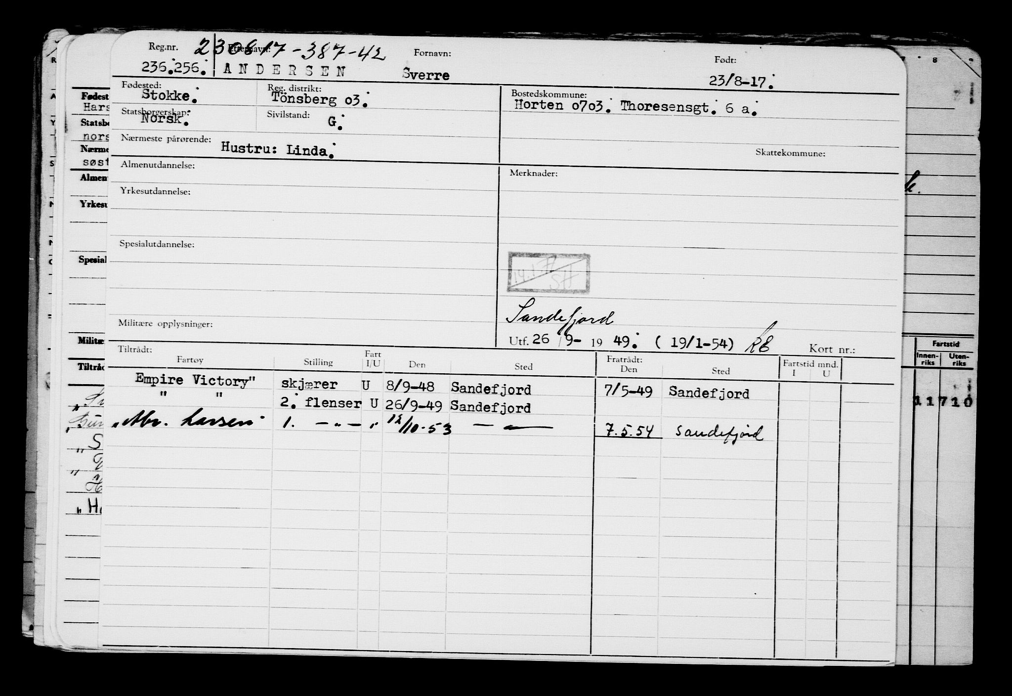 Direktoratet for sjømenn, RA/S-3545/G/Gb/L0151: Hovedkort, 1917, s. 178