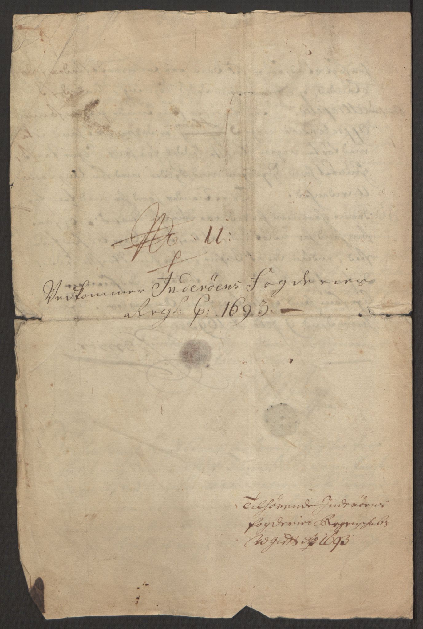 Rentekammeret inntil 1814, Reviderte regnskaper, Fogderegnskap, RA/EA-4092/R63/L4308: Fogderegnskap Inderøy, 1692-1694, s. 520