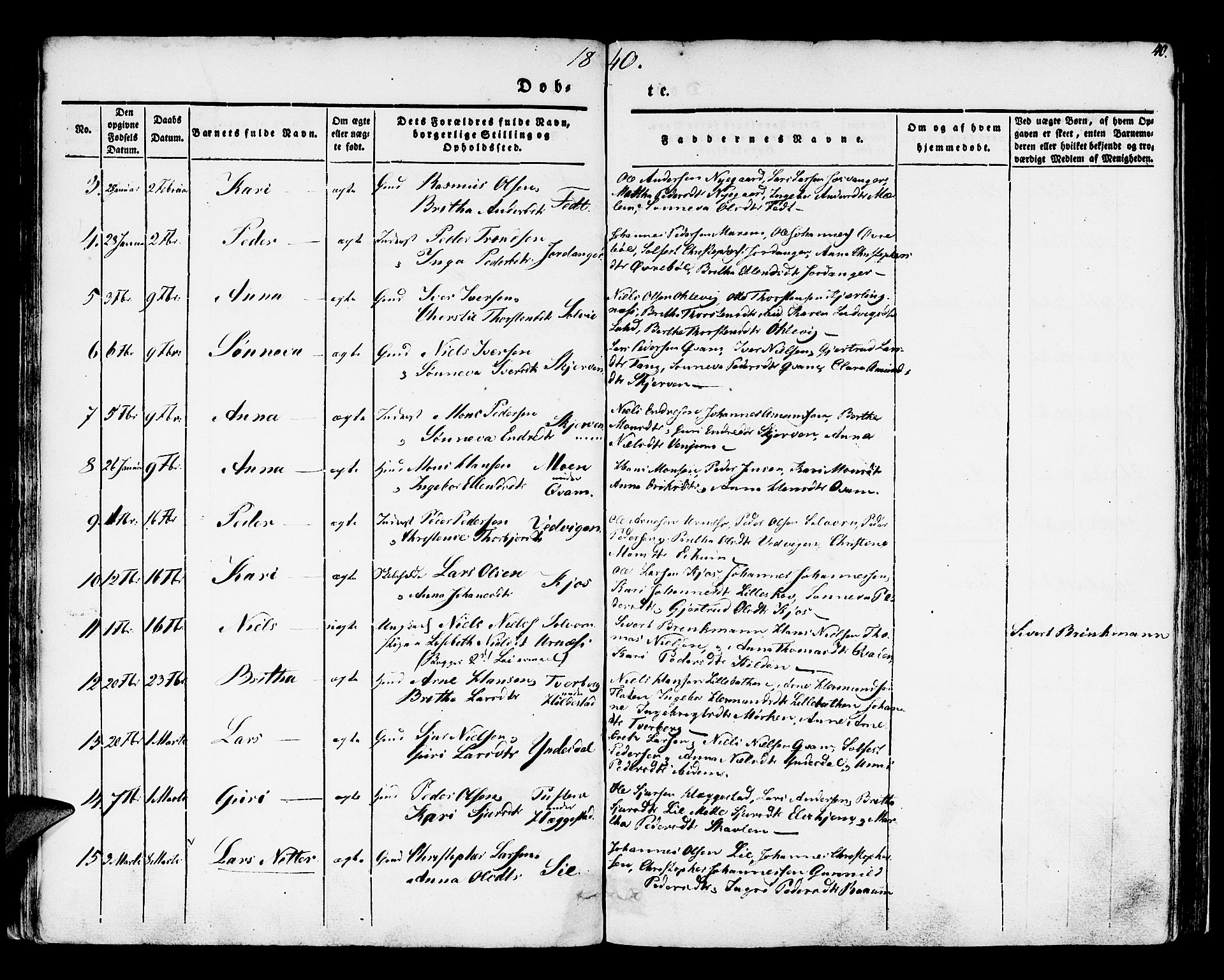 Hafslo sokneprestembete, AV/SAB-A-80301/H/Haa/Haaa/L0005: Ministerialbok nr. A 5, 1834-1852, s. 40