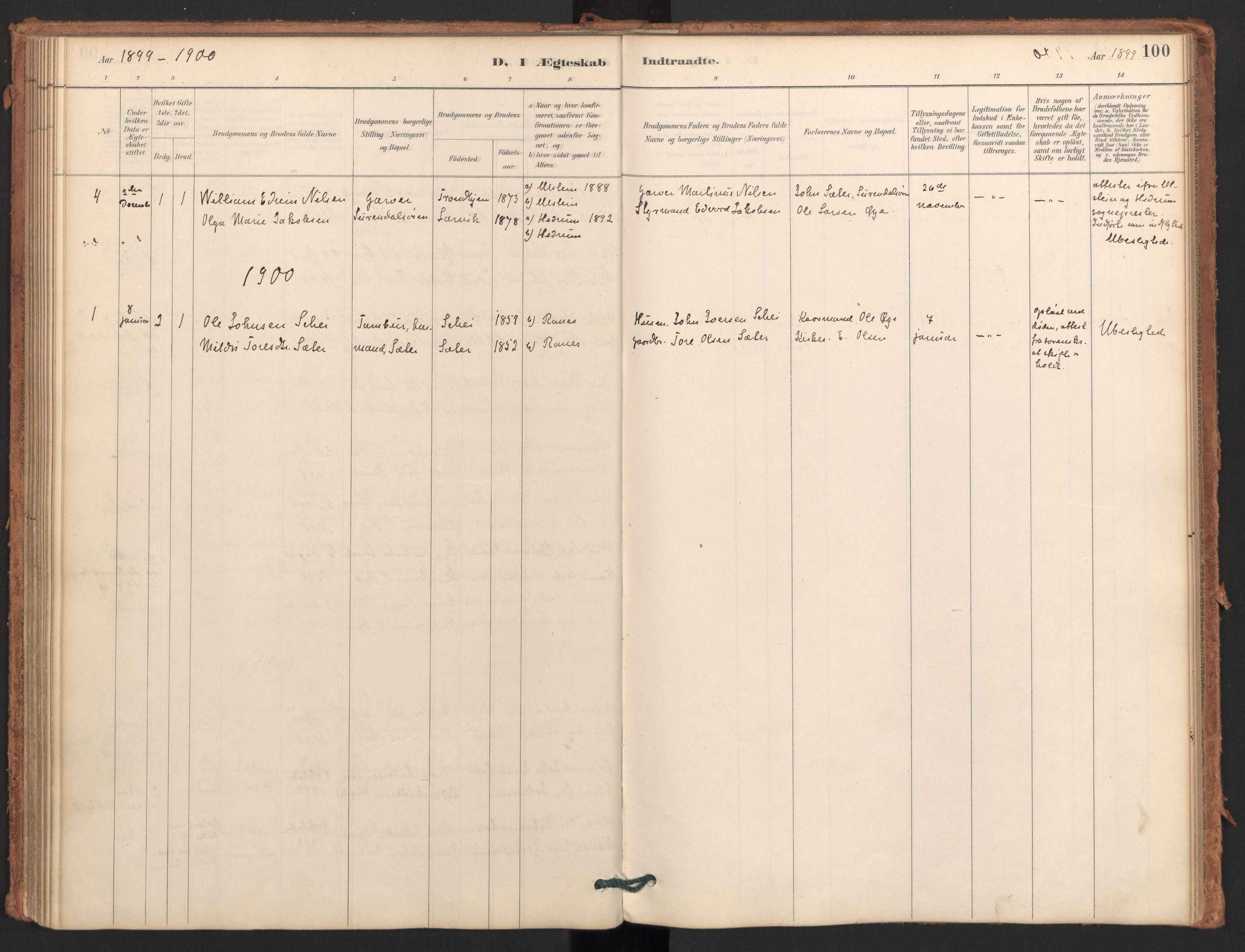 Ministerialprotokoller, klokkerbøker og fødselsregistre - Møre og Romsdal, AV/SAT-A-1454/596/L1056: Ministerialbok nr. 596A01, 1885-1900, s. 100