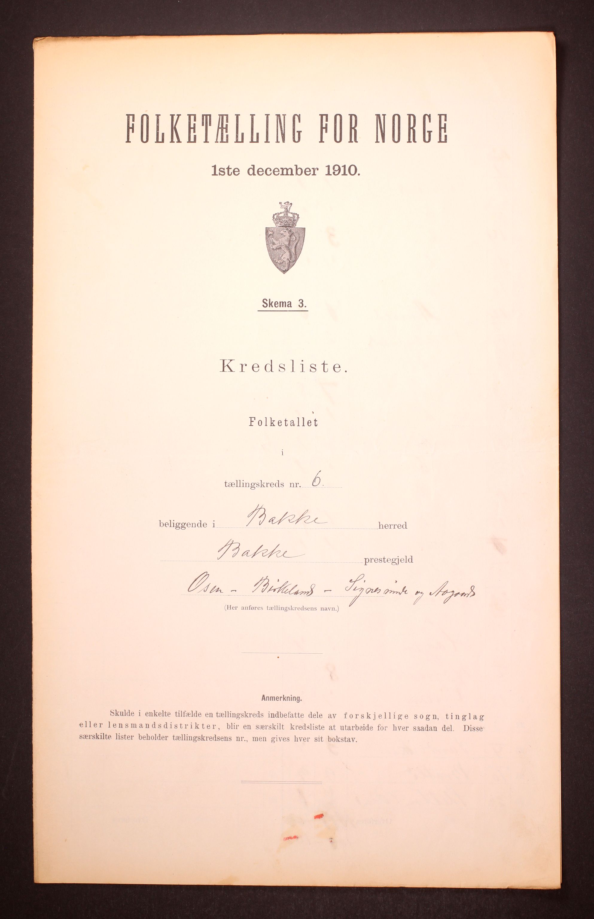 RA, Folketelling 1910 for 1045 Bakke herred, 1910, s. 19