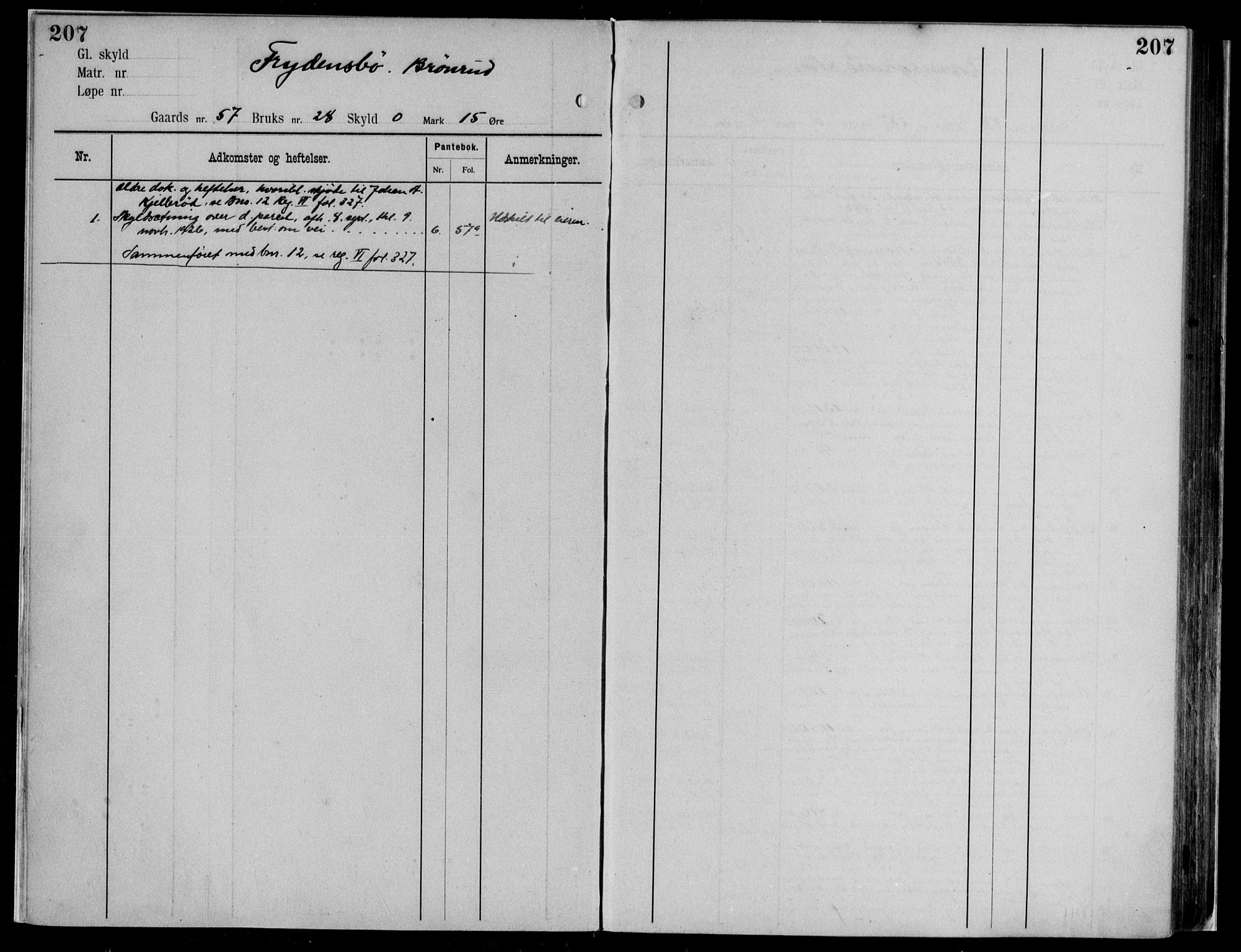 Midhordland sorenskriveri, AV/SAB-A-3001/1/G/Ga/Gab/L0116: Panteregister nr. II.A.b.116, s. 207