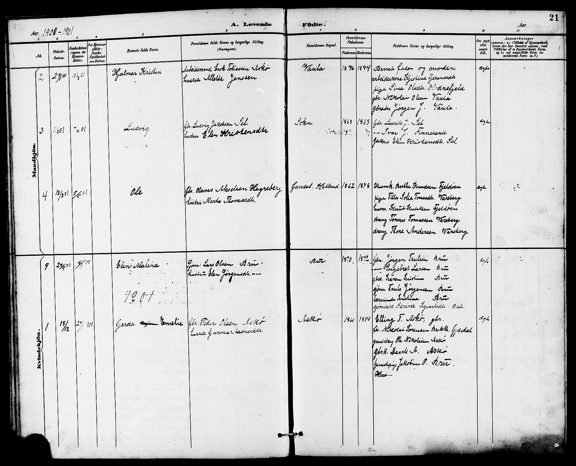 Rennesøy sokneprestkontor, AV/SAST-A -101827/H/Ha/Hab/L0011: Klokkerbok nr. B 10, 1891-1908, s. 21