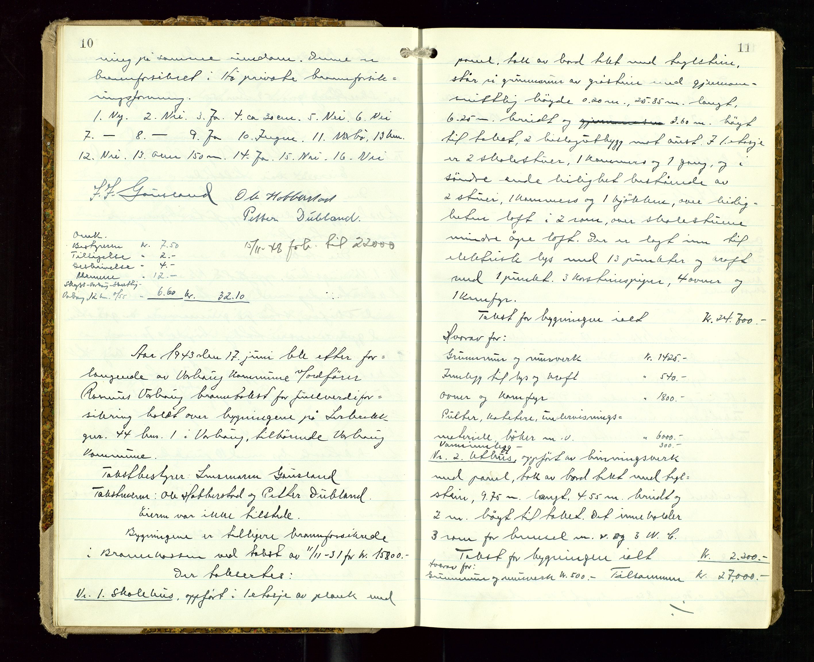 Hå lensmannskontor, AV/SAST-A-100456/Goa/L0009: Takstprotokoll, 1943-1947, s. 10-11