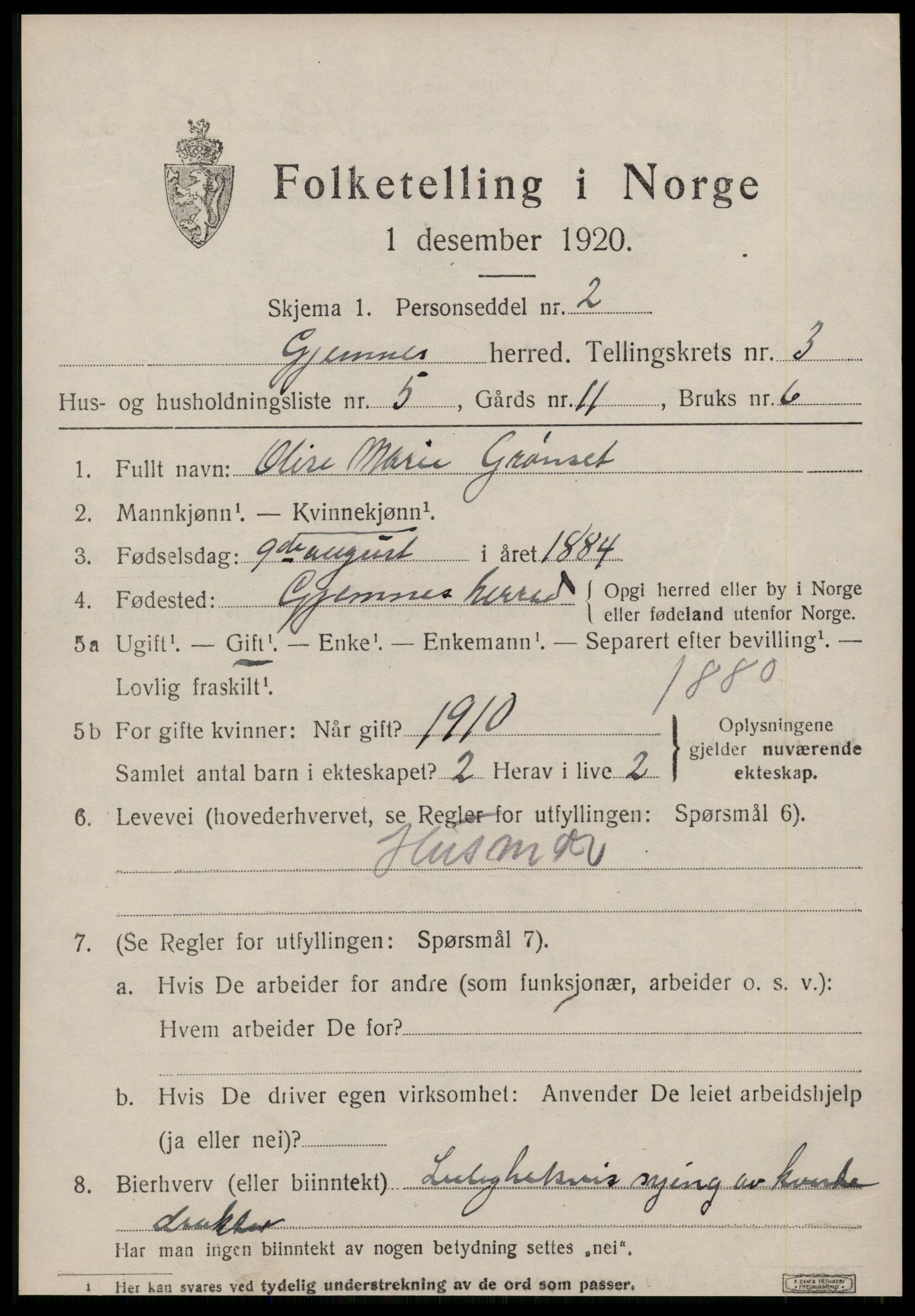 SAT, Folketelling 1920 for 1557 Gjemnes herred, 1920, s. 1244