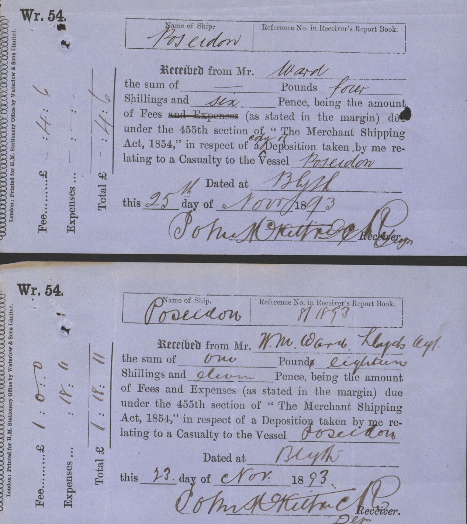 Pa 63 - Østlandske skibsassuranceforening, VEMU/A-1079/G/Ga/L0030/0004: Havaridokumenter / Riga, Punctum, Poseidon, Dovre, Bengal, Maitland, Orient, 1893, s. 40