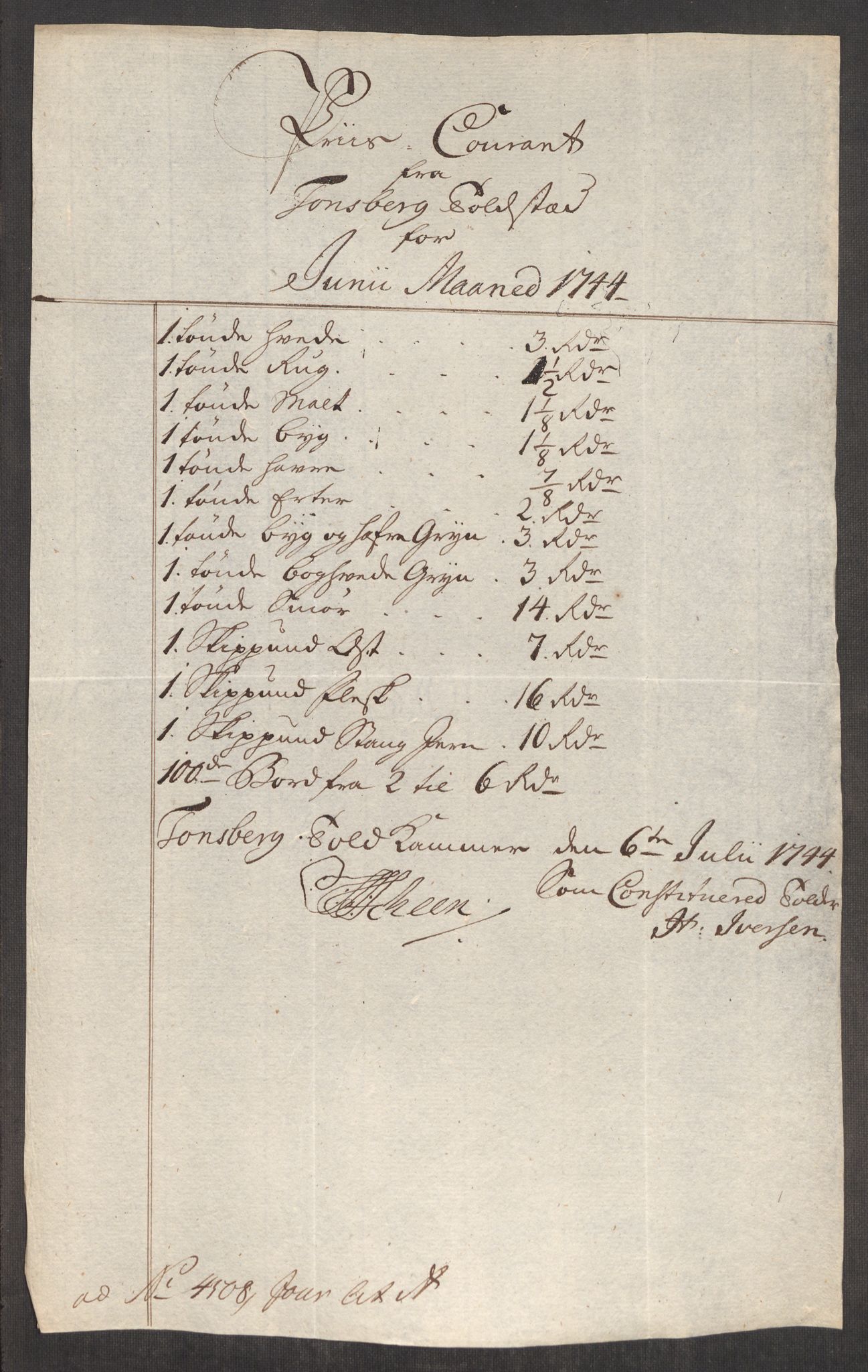 Rentekammeret inntil 1814, Realistisk ordnet avdeling, AV/RA-EA-4070/Oe/L0002: [Ø1]: Priskuranter, 1740-1744, s. 914