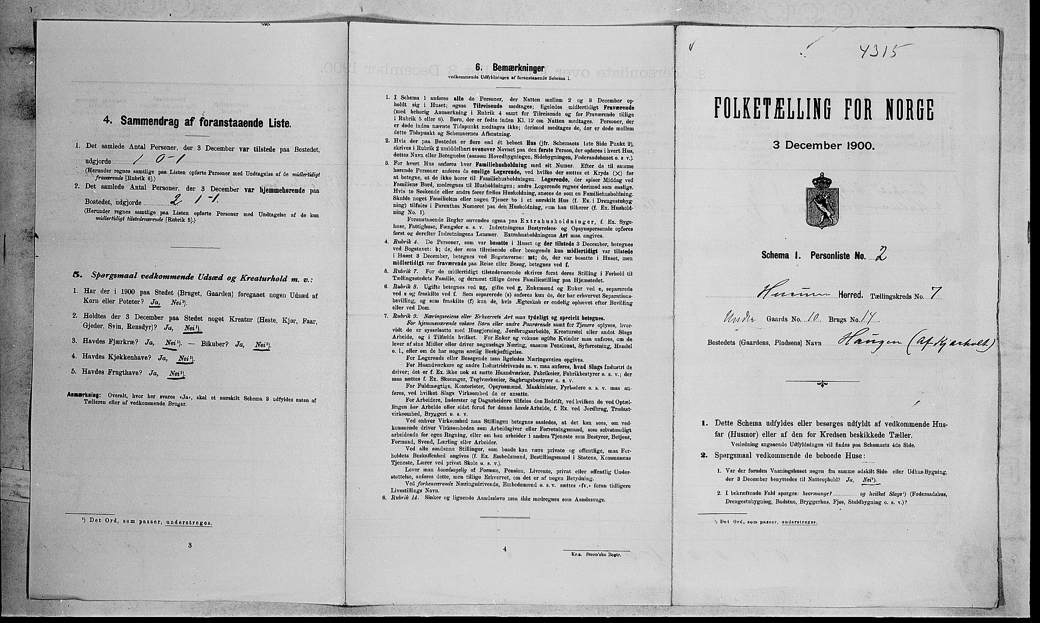 RA, Folketelling 1900 for 0628 Hurum herred, 1900, s. 693