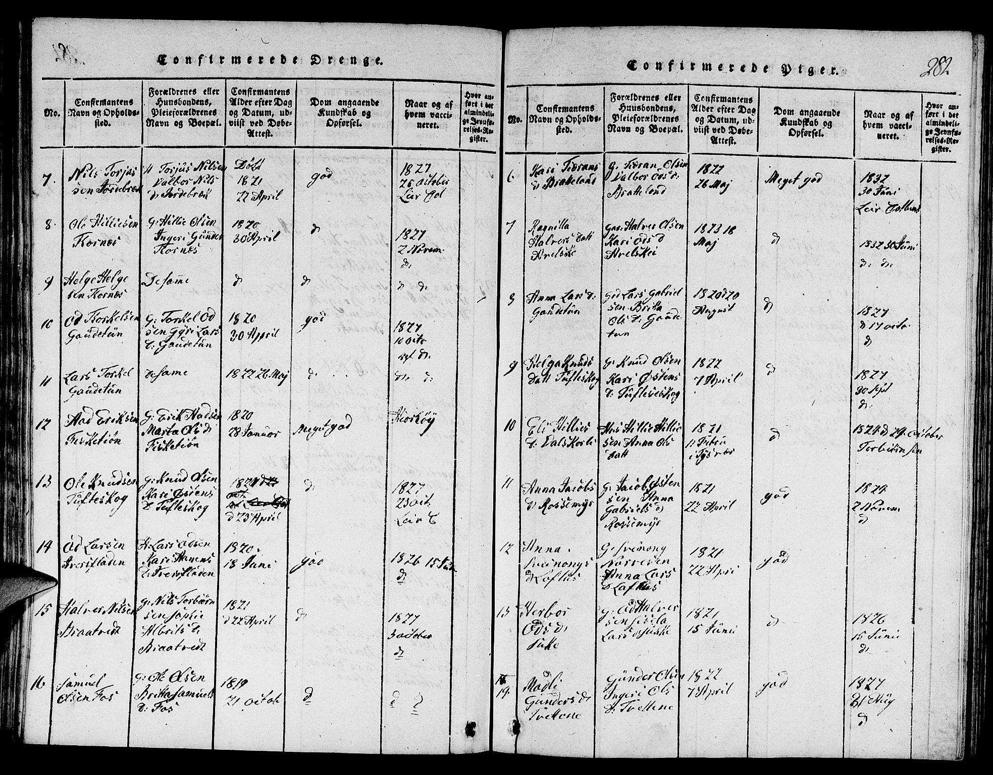 Suldal sokneprestkontor, SAST/A-101845/01/V/L0001: Klokkerbok nr. B 1, 1816-1836, s. 282