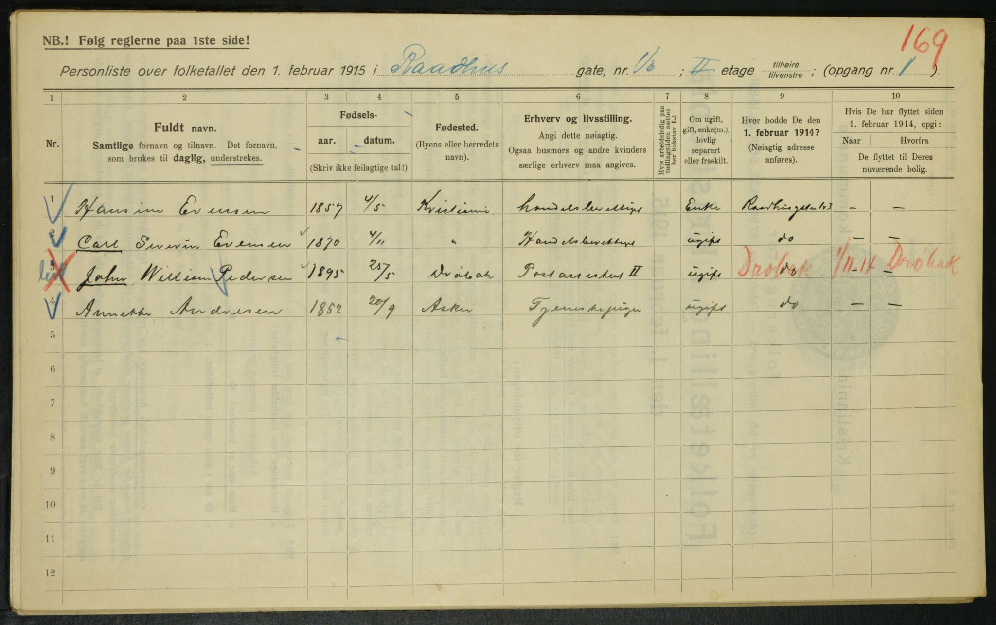 OBA, Kommunal folketelling 1.2.1915 for Kristiania, 1915, s. 85781